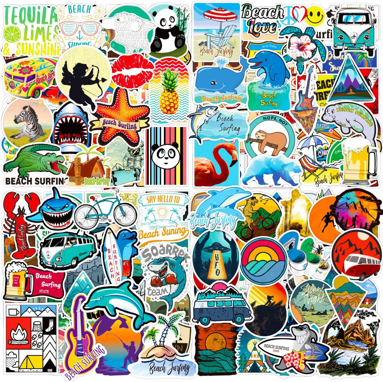 Beach Stickers 200 Pcs Summer Beach Sticker Pack, Waterproof Vinyl Stickers for Water Bottles, Laptop, Scrapbooking, Journaling, Skateboard, Notesbook, Luggage, Tumbler, Binder, Cup, Guitar, Diary etc