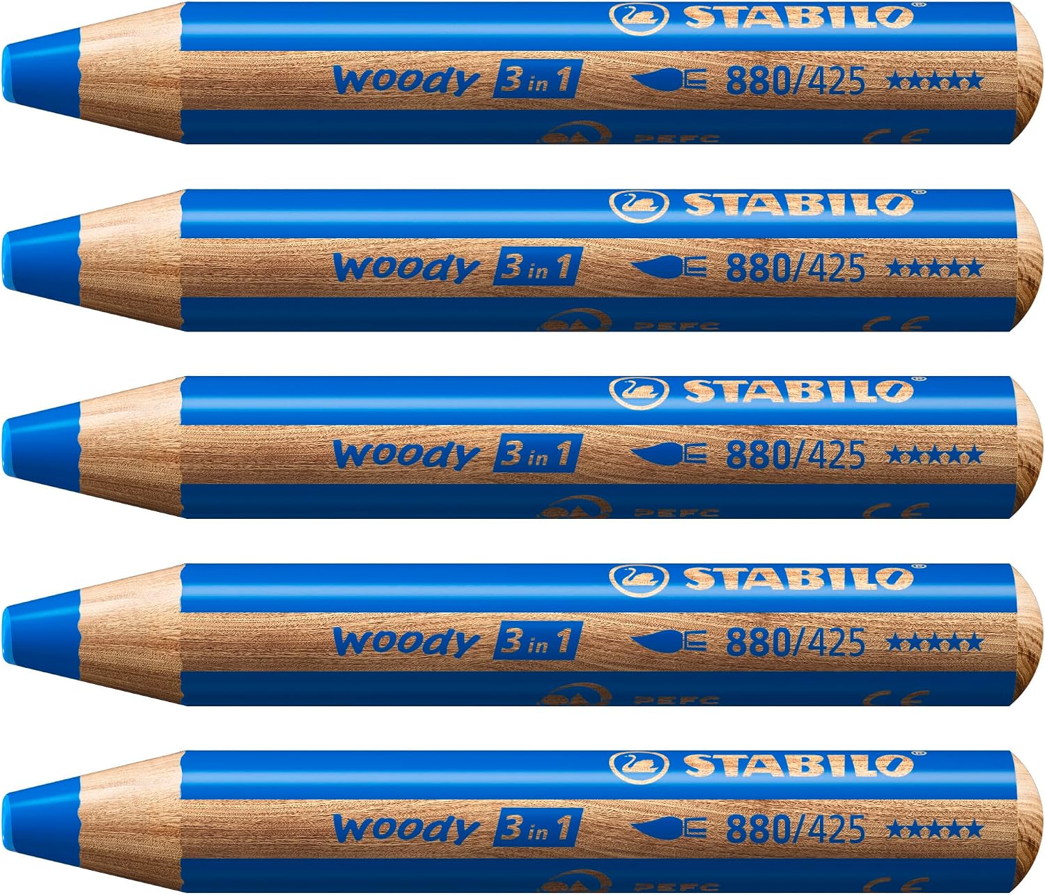 Multi-Talented Pencil - STABILO woody 3 in 1 - Pack of 5 - Blue
