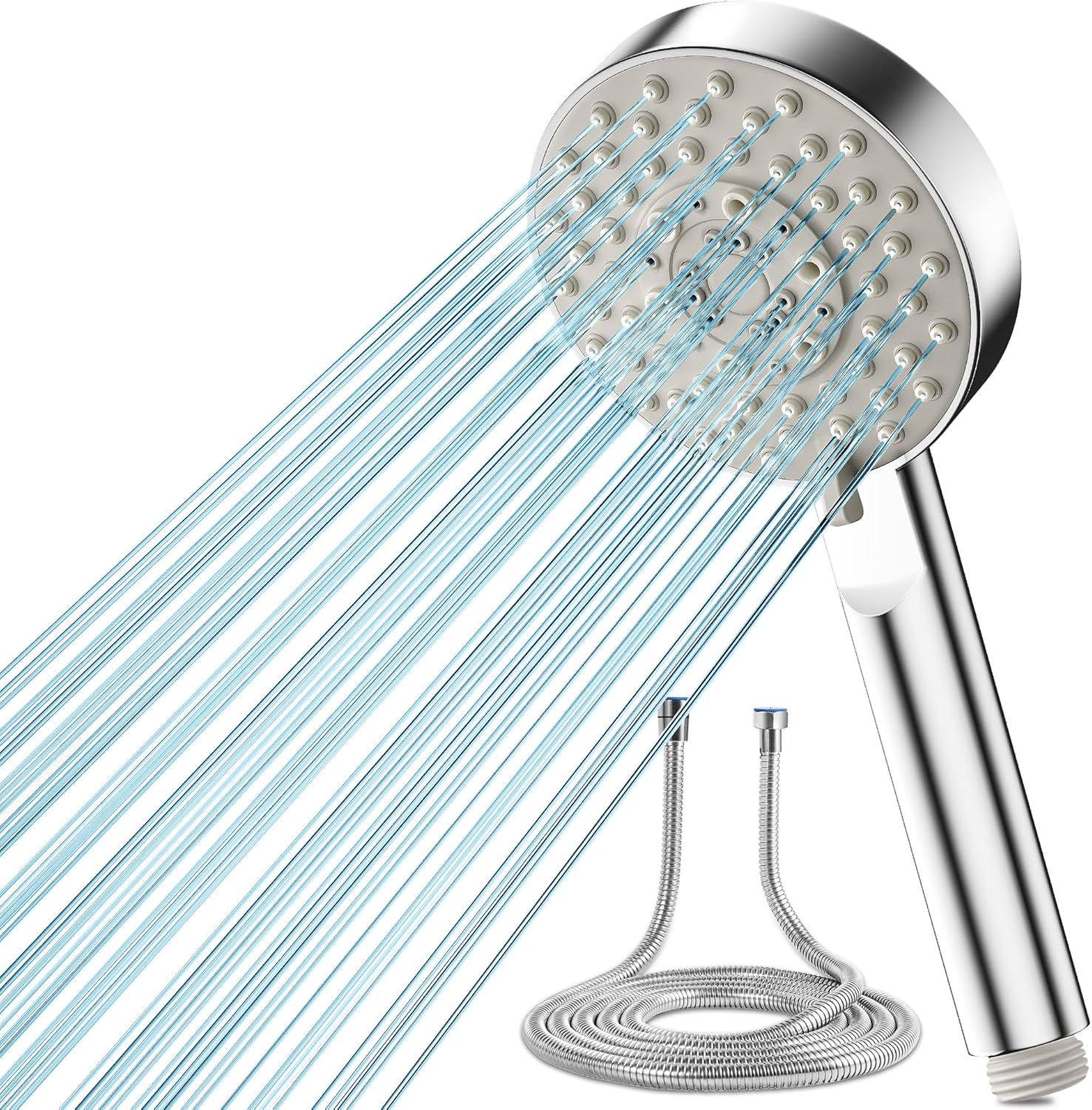 Shower Head and Hose 2M, Magichome Shower Head High Pressure with 5 Spray Modes, Turbocharged Design Power Showerhead for Low Water Pressure