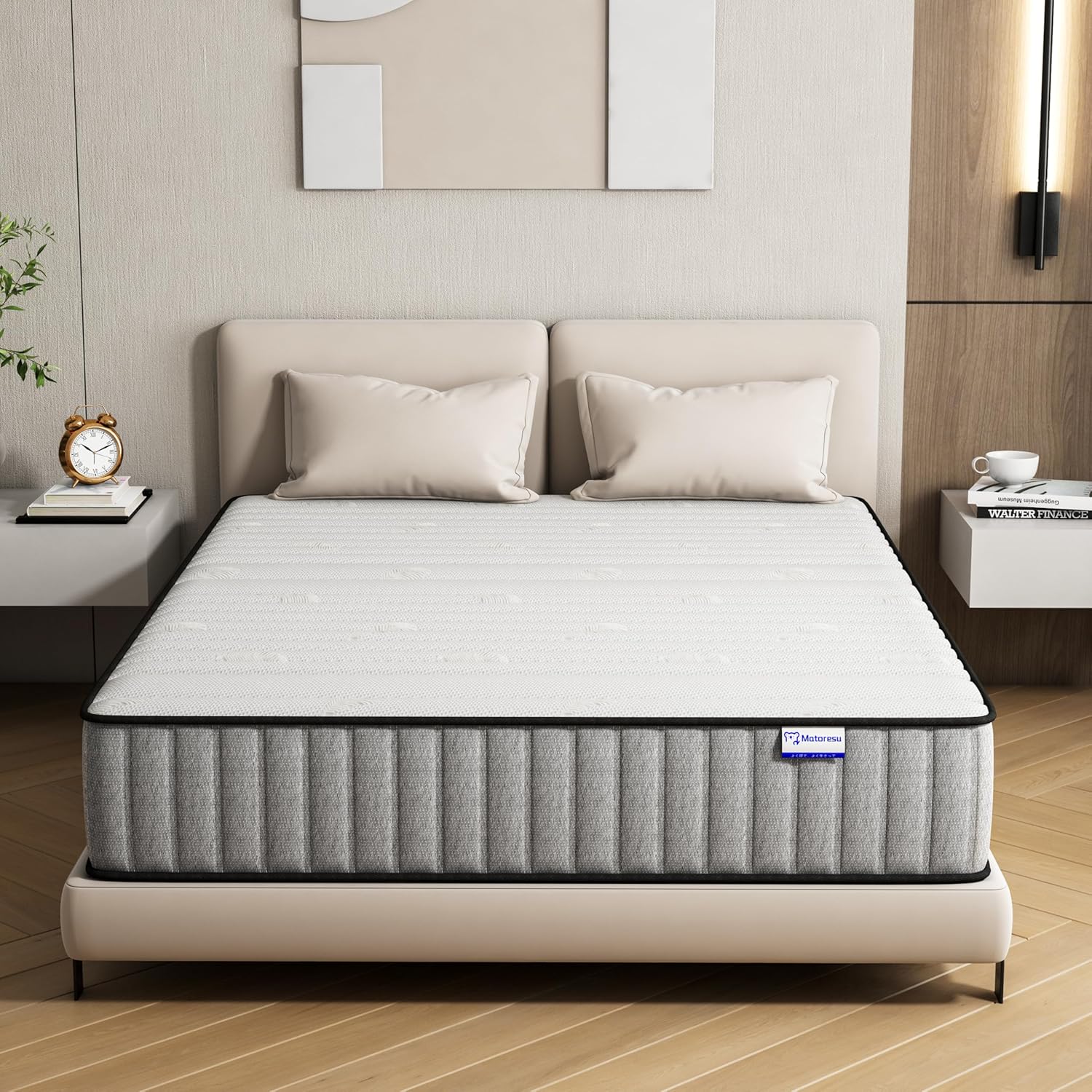 21CM Double Mattresses with Innerspring Hybrid Memory Foam, Double Size Mattress for Ultimate Support & Pressure Relief, Medium Firm Mattress in a Box (135x190x21CM)