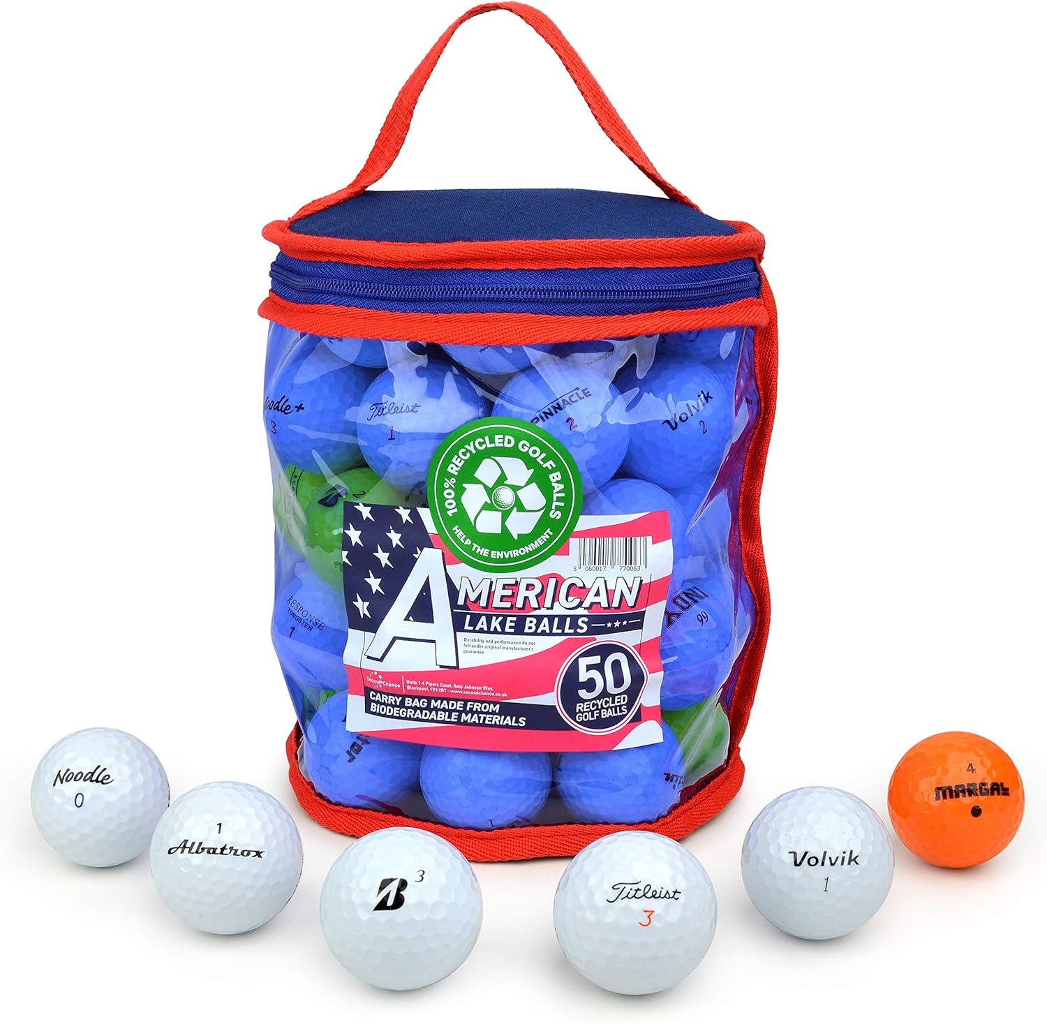 Second Chance Lake Golf Balls with Reuseable Carry Bag - Select 25, 36, 50 or 100 Golf Balls