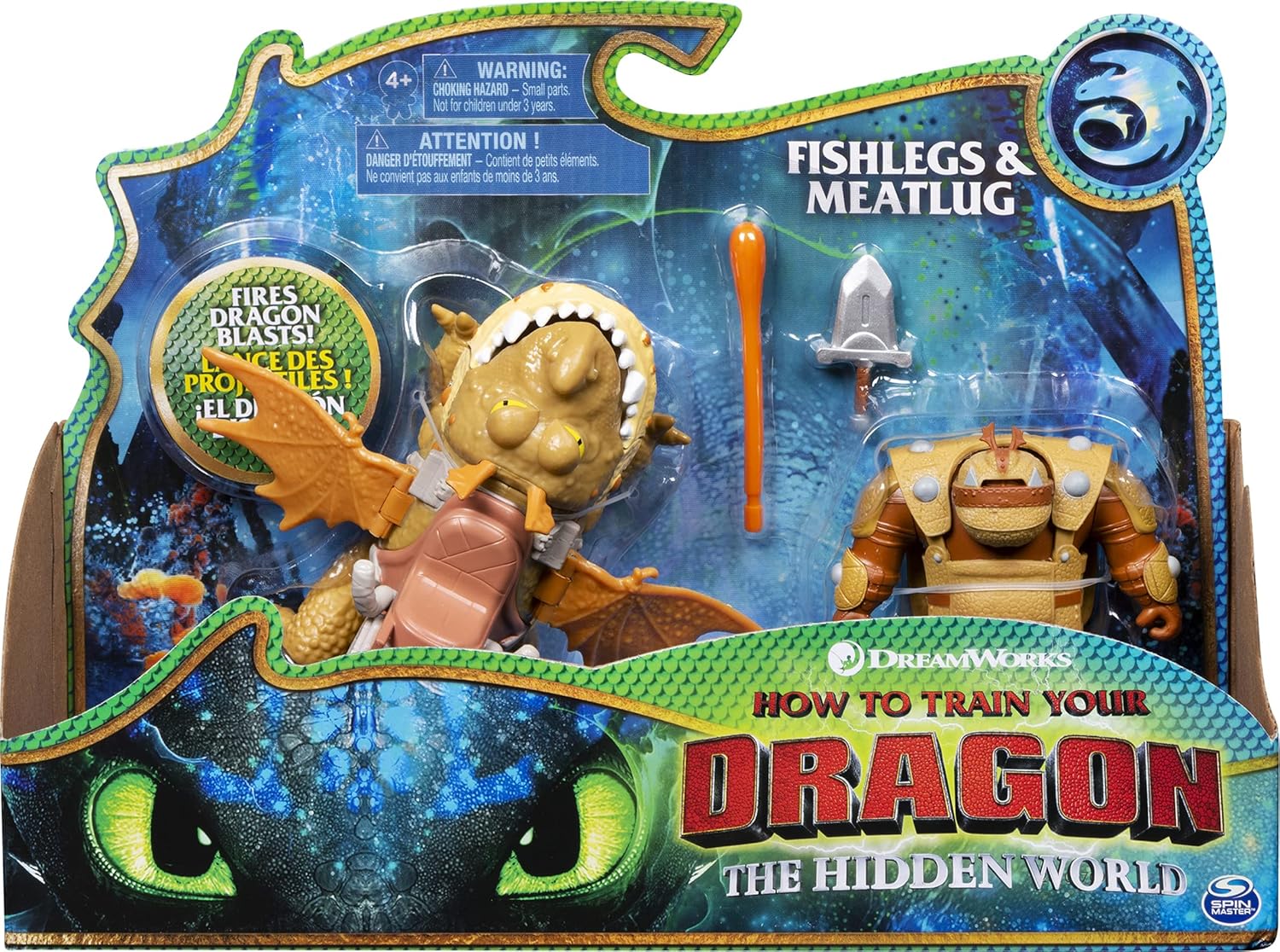 Dreamworks Dragons, Fishlegs & Meatlug, Dragon with Armored Viking Figure, for Kids Aged 4 & Up