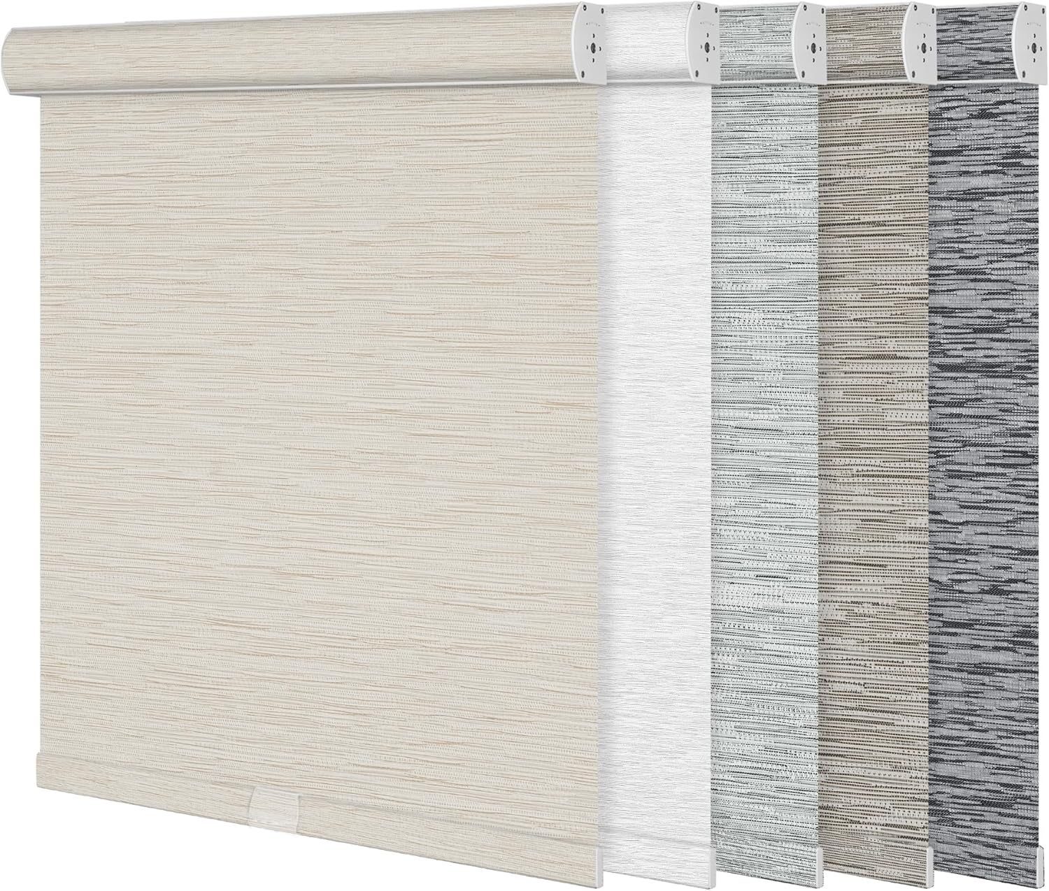 Blackout Roller Shades for Windows,Cordless,Striped Jacquard Roller Blinds with Cassette Valance,Thermal Insulated UV Protection Window Shades for Home Office Bedroom,Beige,Custom Sizes