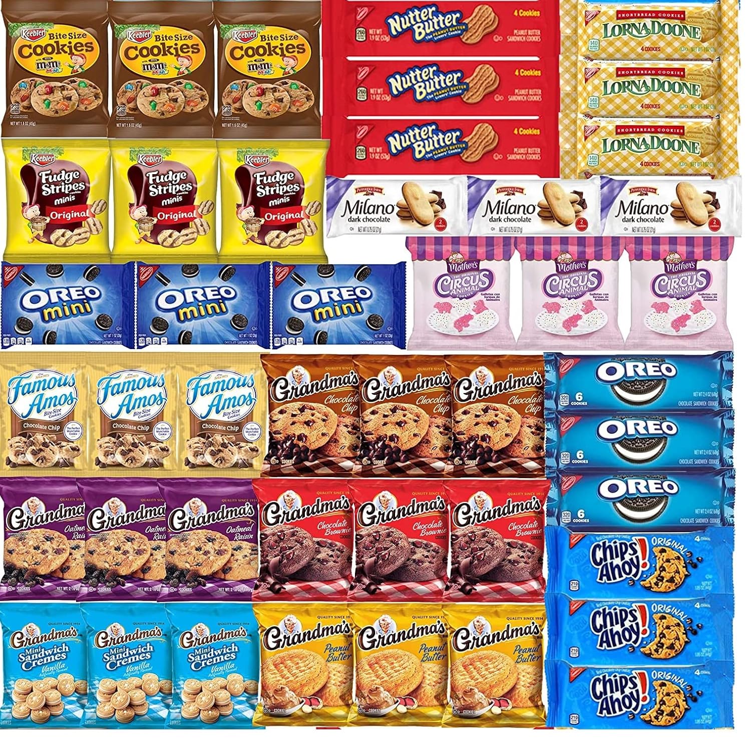 Top Knotch Cookies Individually Wrapped Variety Pack - Cookies Bulk Assortment Top Package Sampler (45 Count)