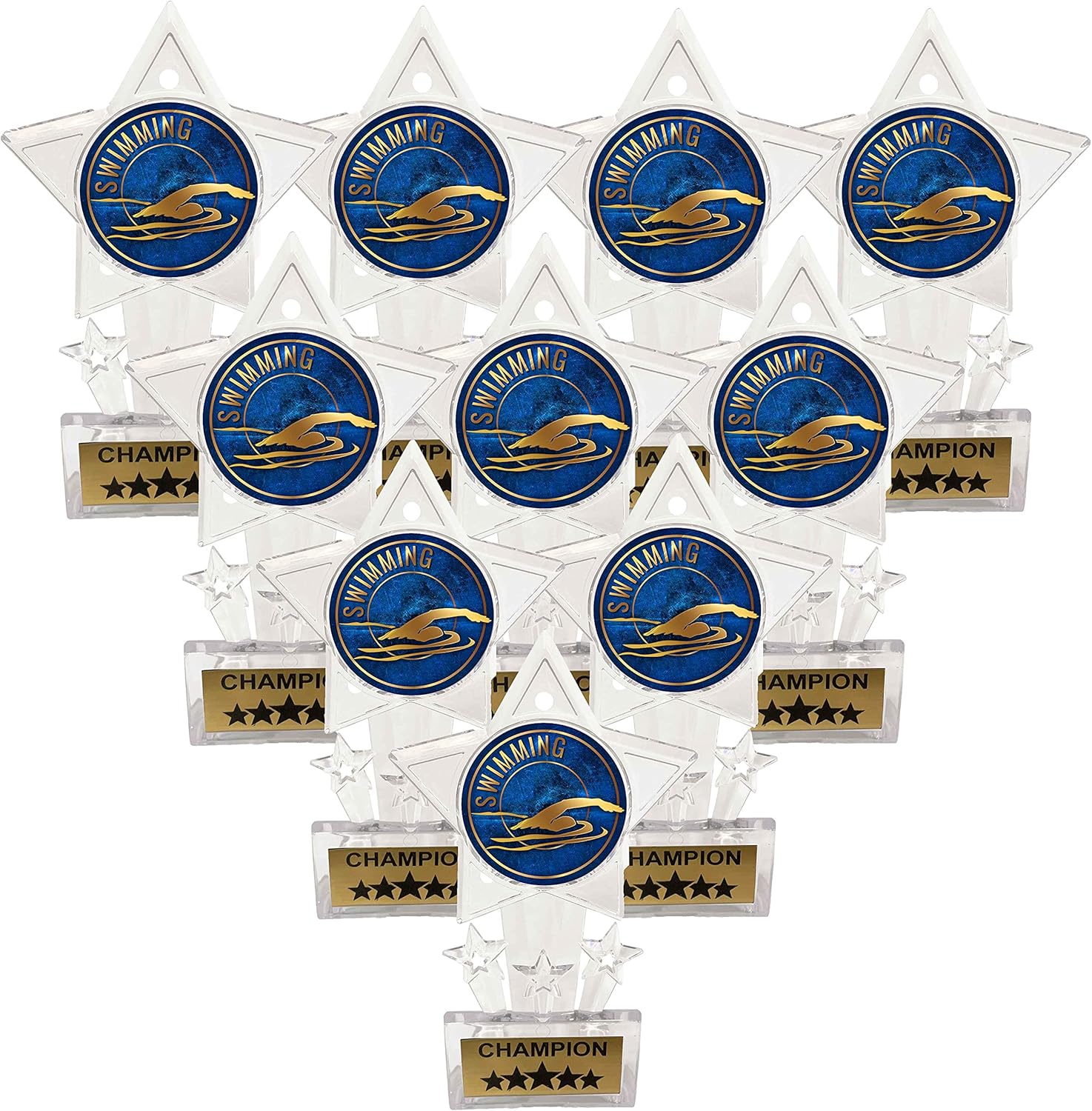 Express Medals 10 Pack Acrylic Swimming Trophies Champion Awards Gift Prizes Trophy 10 PK EG52