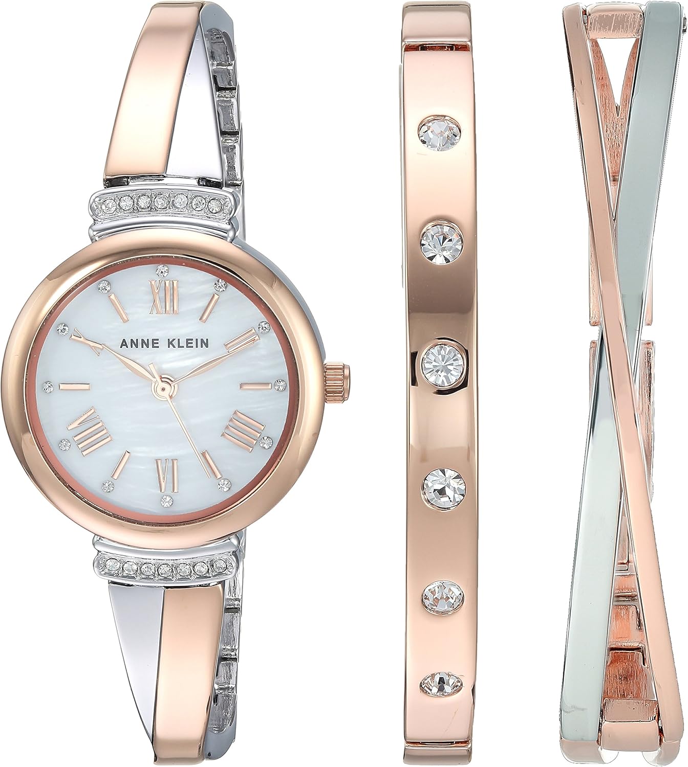 Anne Klein Women's Premium Crystal Accented Bangle Watch Set, AK/2245