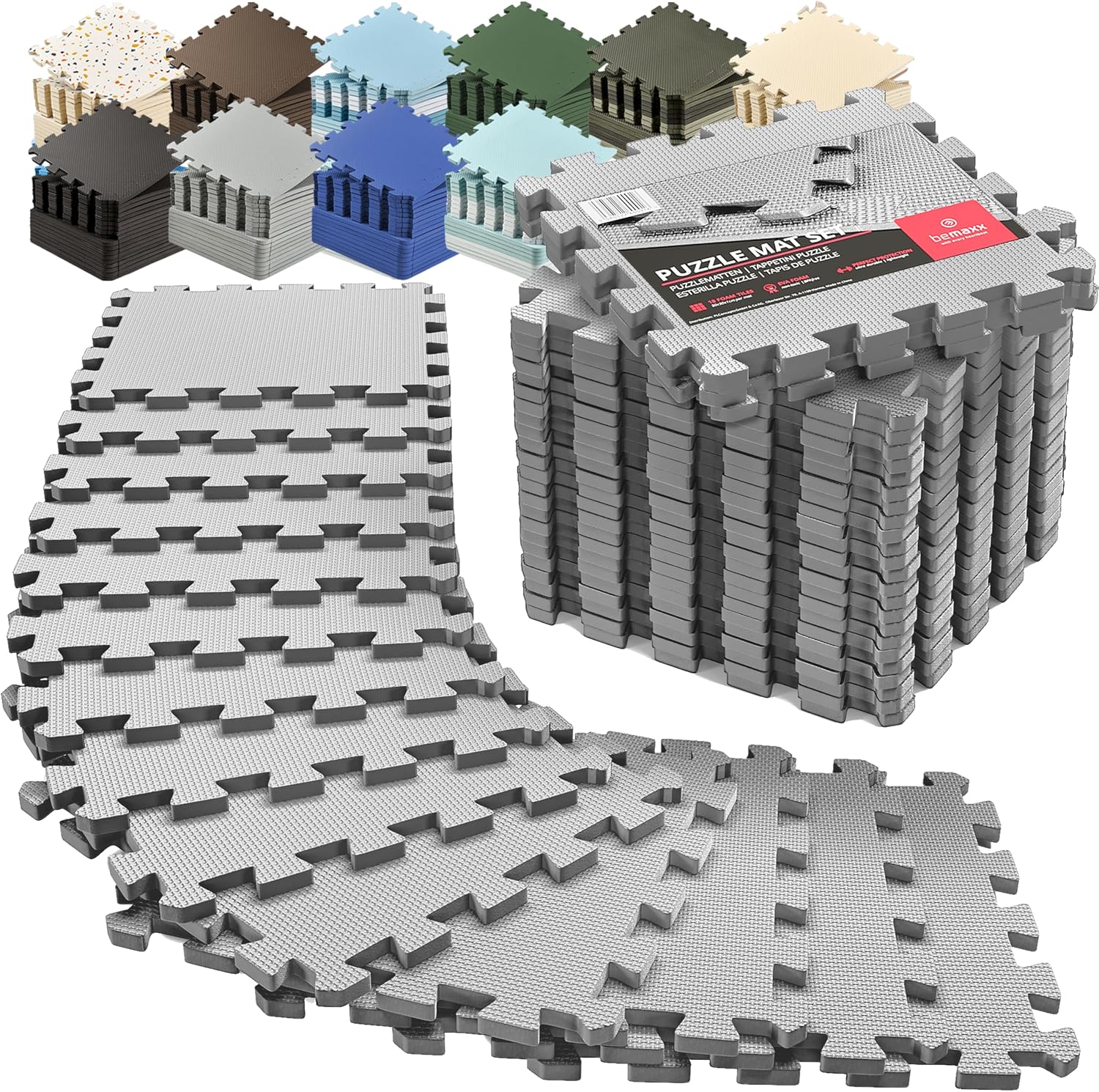 bemaxx Interlocking Soft Foam Floor Mat - Protective Gym Flooring Set