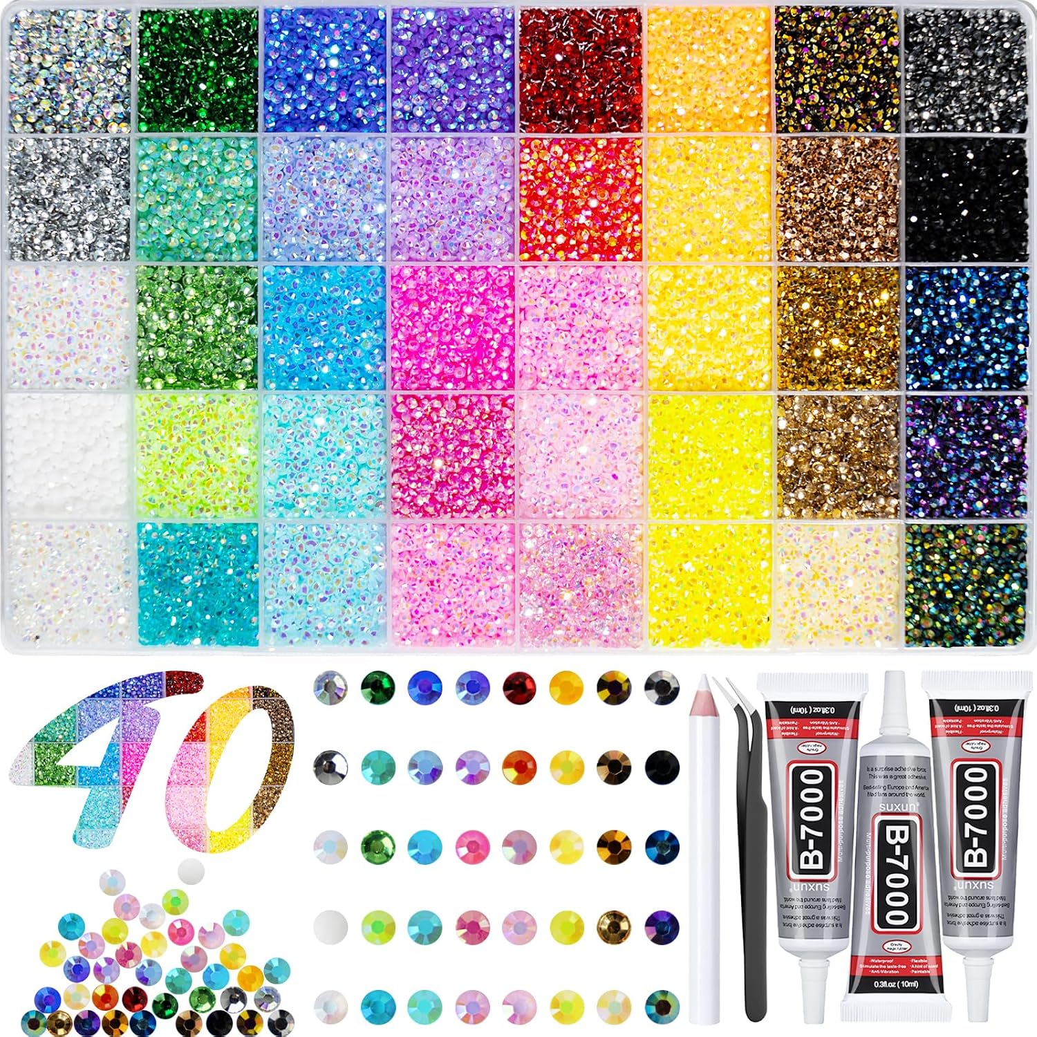 50000+Pcs Rhinestones for Bedazzling Kit 3mm Gems Bedazzler Set