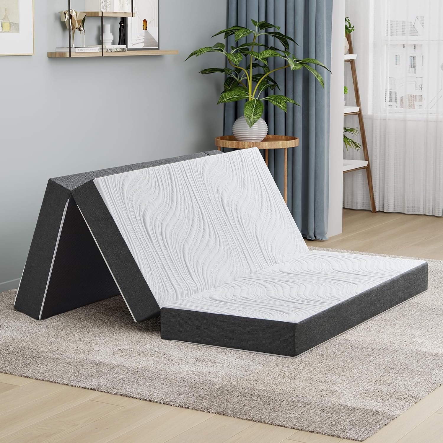 Folding Mattress,135x190x15 Double Foldable Memory Foam Mattress With Portable Pillow,Guest,Washable Cover,Easy Storage for Camping, Caravans, Guest