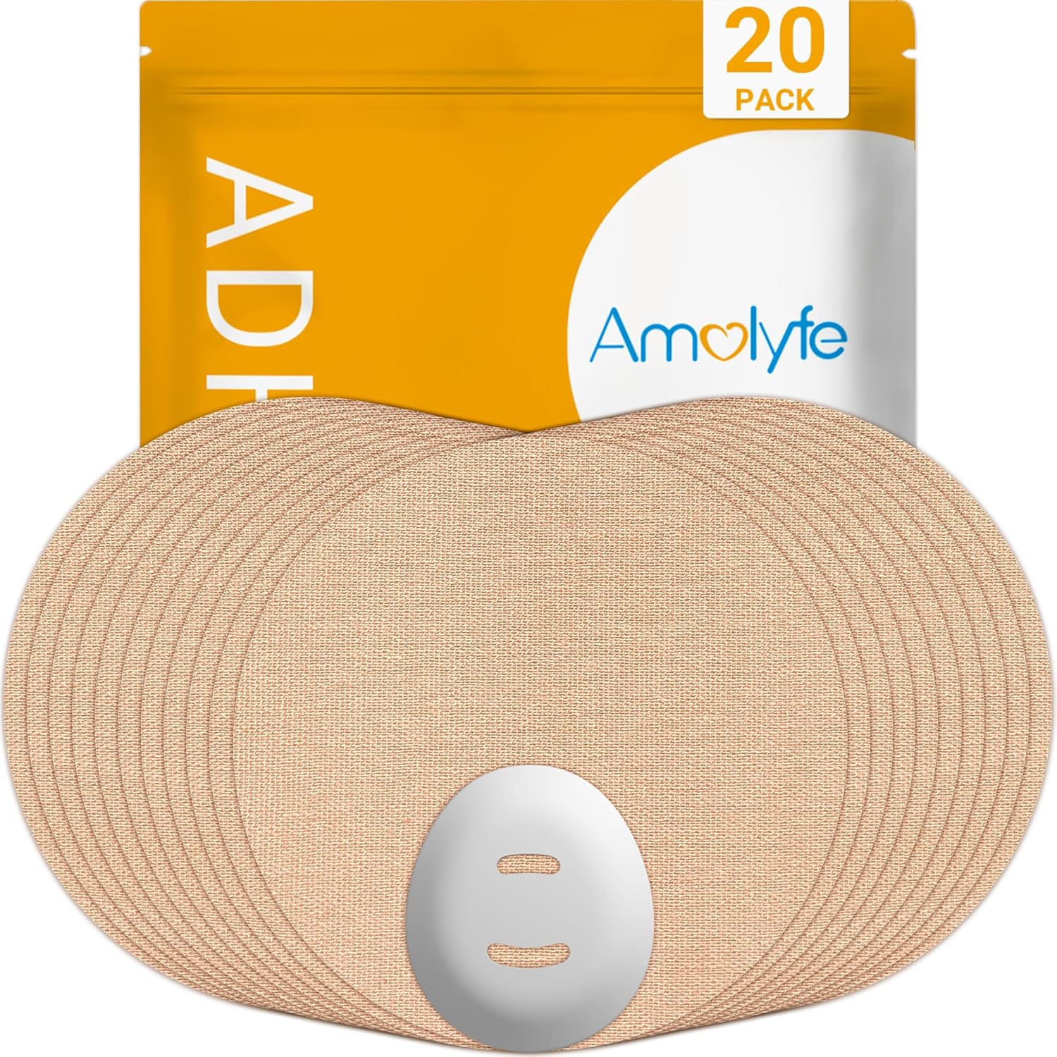 Dexcom G7 Overpatches, 20 pcs Dexcom G7 & Stelo Adhesive Patches Waterproof, 1 pc Reusable Protective CGM Sensor Cover, Breathable, Long-Lasting, Hypoallergenic, No Residue on Dexcom (TAN)