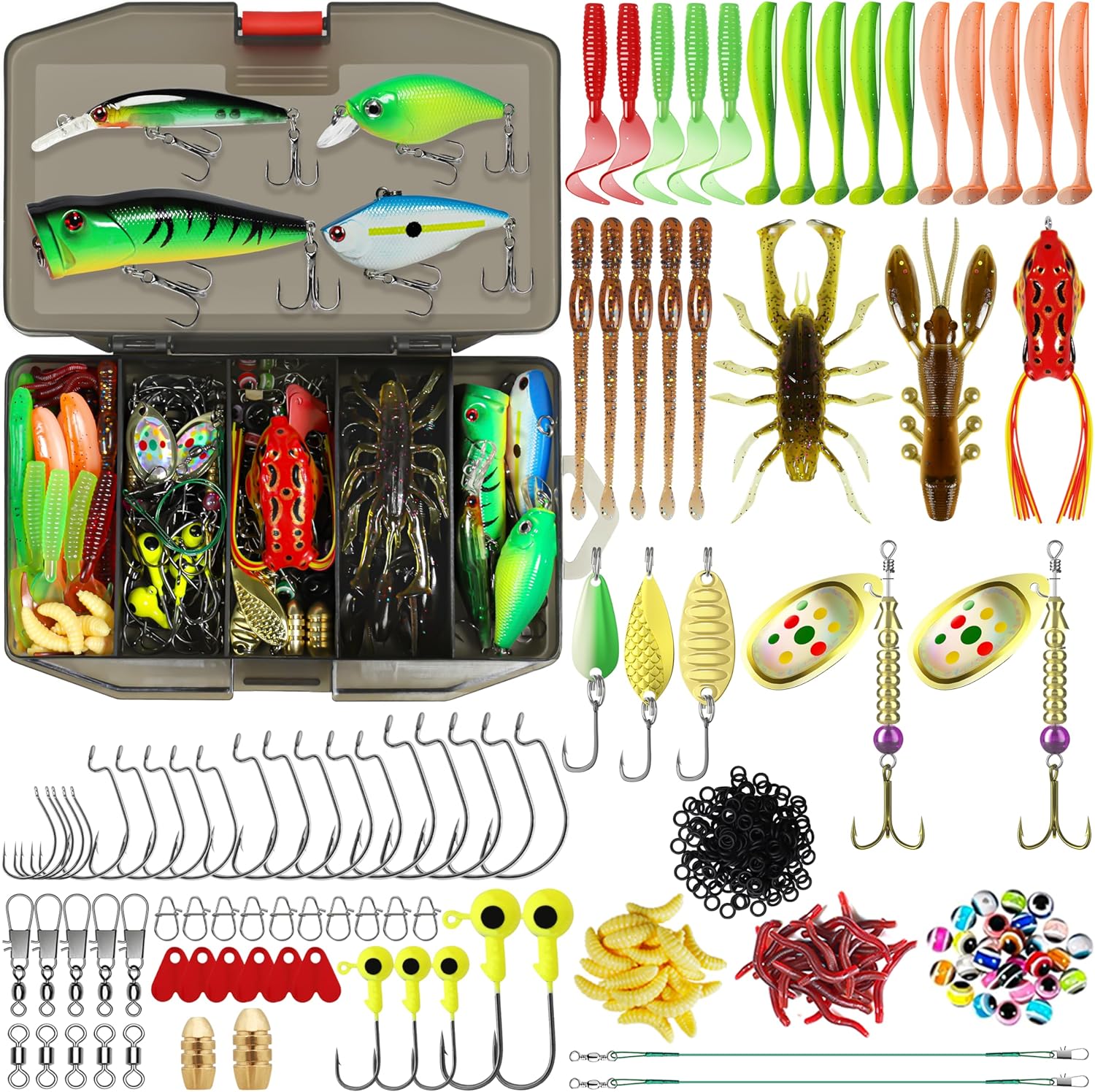 TRUSCEND Widely Used Fishing Lures & Tackle Kit Worth Ever Penny, Selected Fishing Kit for Starter Freshwater Saltwater, Economic/Giftable/Premium Fishing Gear Set Available, for Family