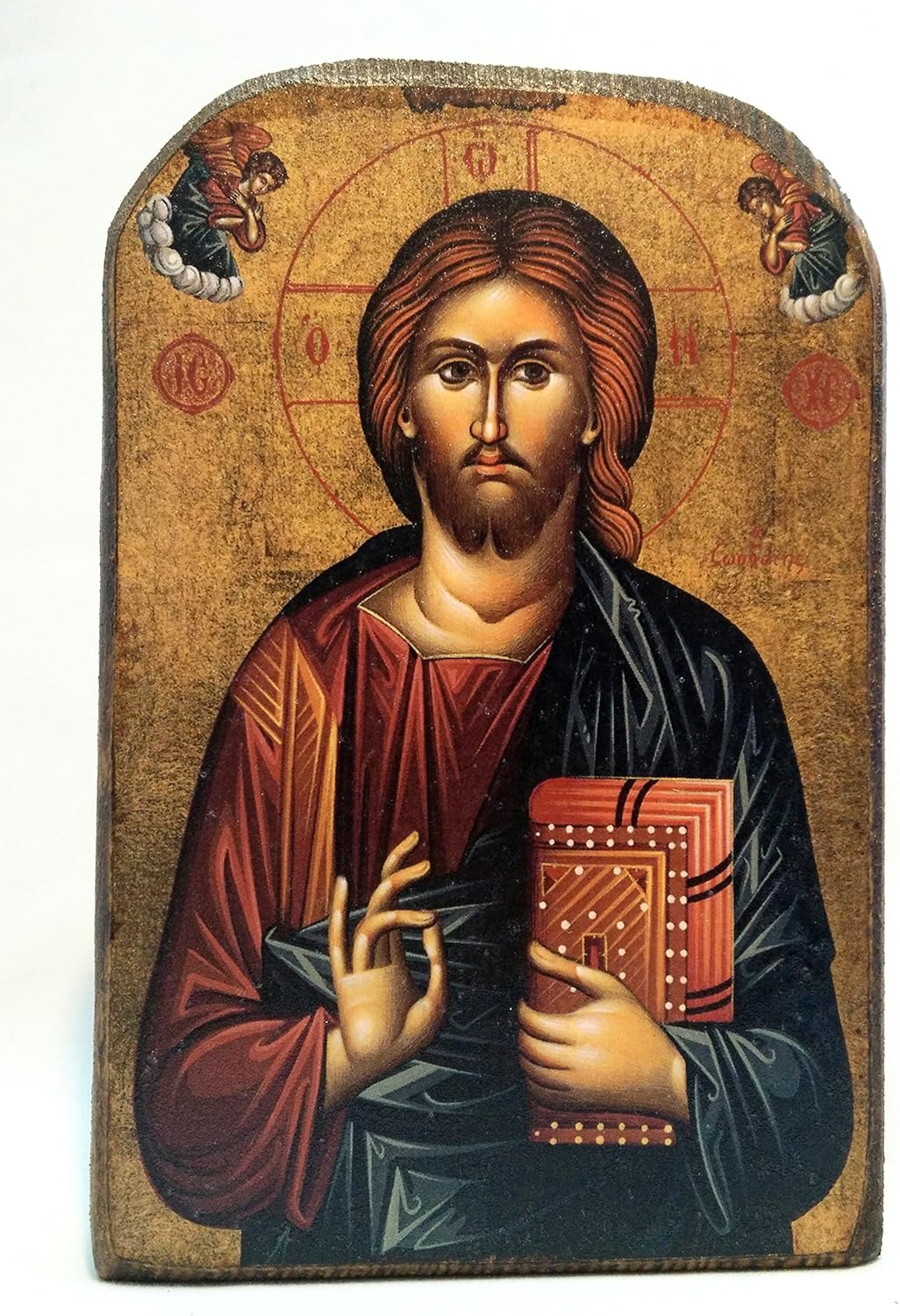 Handmade Wooden Greek Christian Orthodox Mount Athos Icon of Jesus Christ /Mp2_5