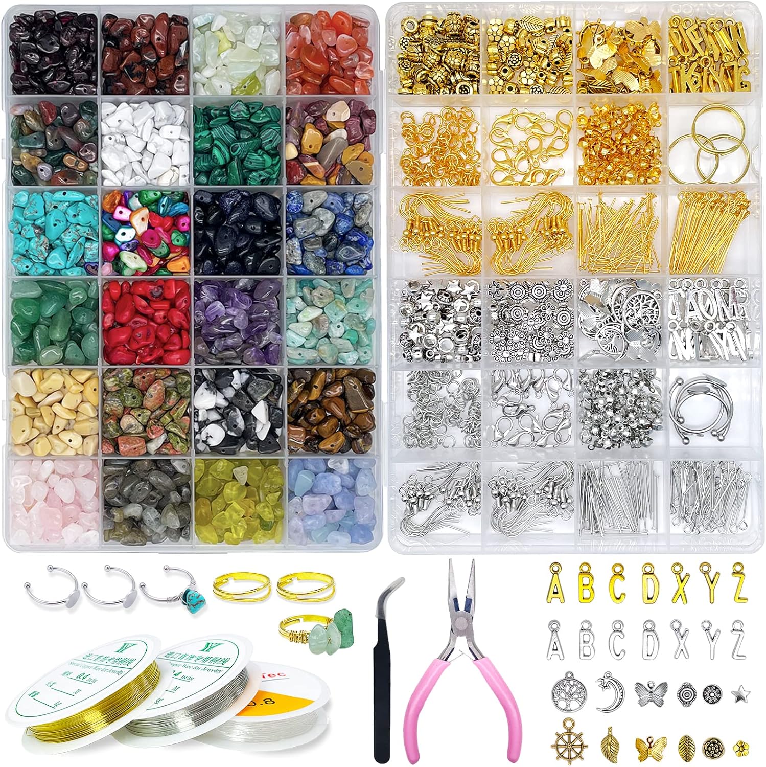 ygorios Jewelry Making Kit for Adults - 1760 PCS Crystal Beads and Supplies, DIY Bracelet and Earring Set (Crystal)