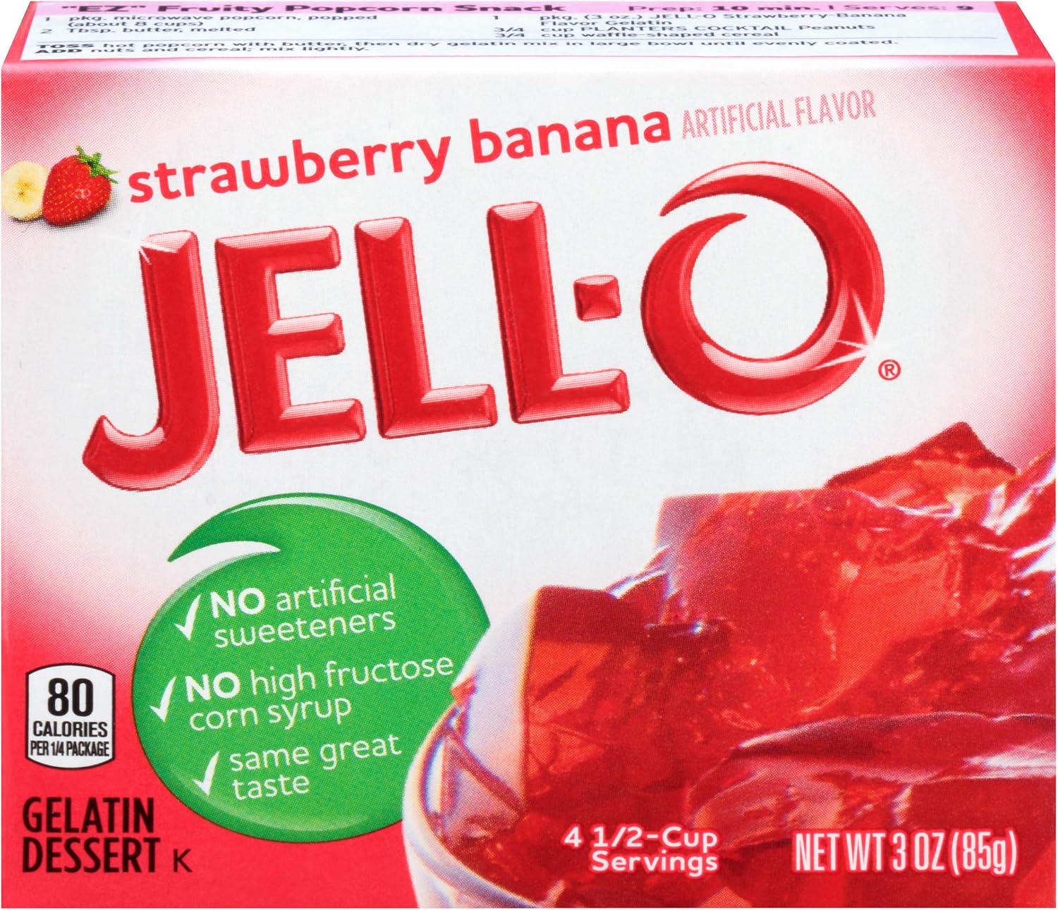 Jell-O Gelatin Dessert, Strawberry Banana, 3 Ounce
