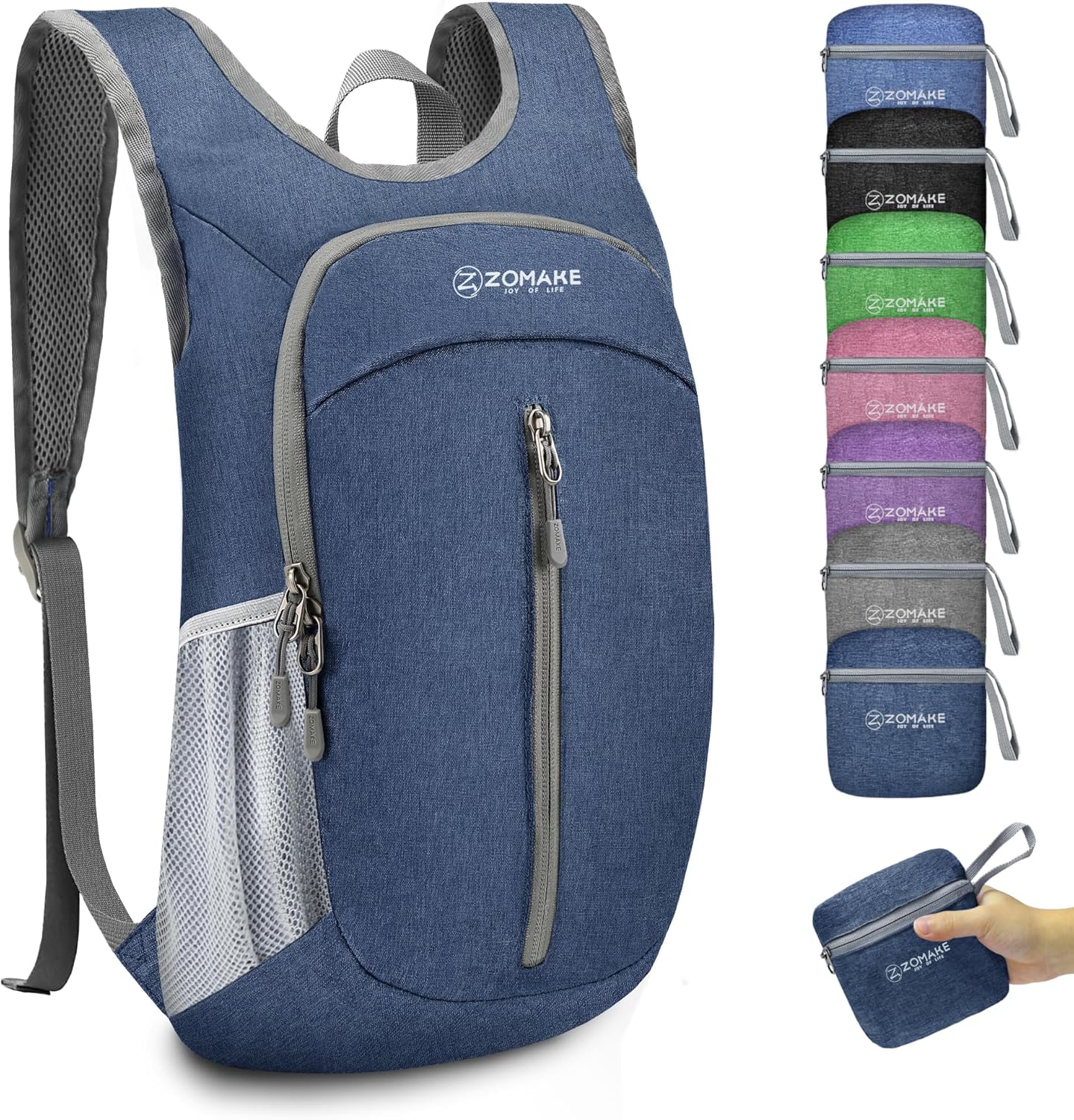 ZOMAKE 10L Foldable Backpack Small Day Rucksack Outdoor for Travelling Walking Skiing and Running,Mini Lightweight Backpacks for Women Men