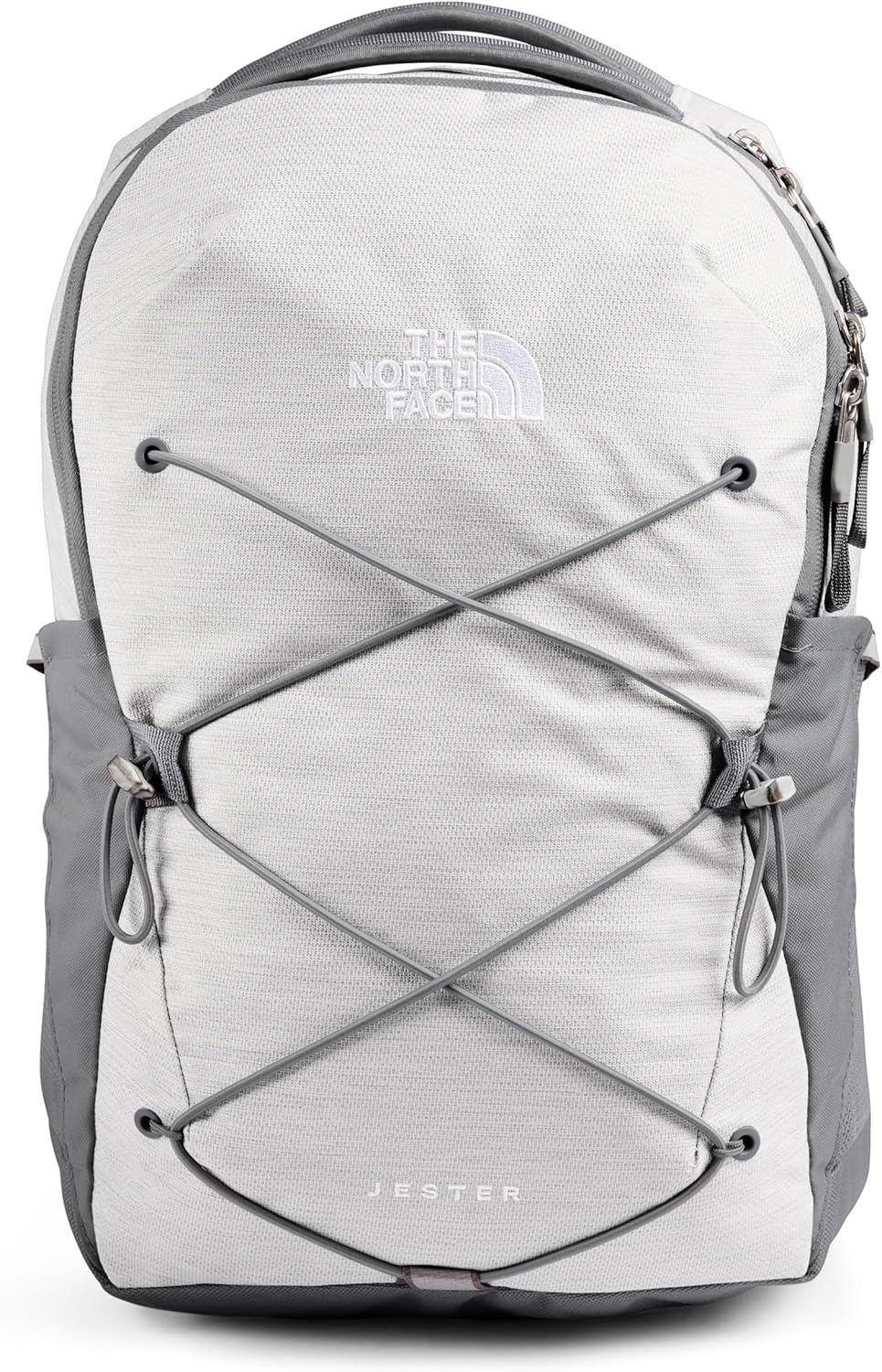 THE NORTH FACE Women's Jester Everyday Laptop Backpack | Commuter Travel Bag with Laptop Sleeve, Water-Repellent Finish, Spacious Compartment, TNF White Metallic Mélange/Mid Grey-NPF, One Size