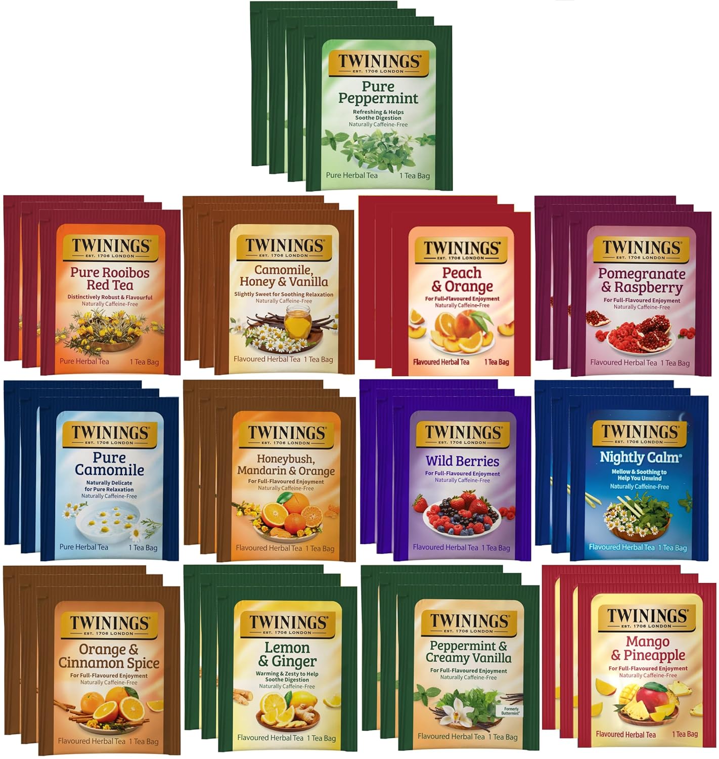 Twinings Tea Herbal Variety Gift Box, Naturally Caffeine-Free (Pack of 40) 13 Flavors – Perfect Gourmet Tea Sampler Gift Set