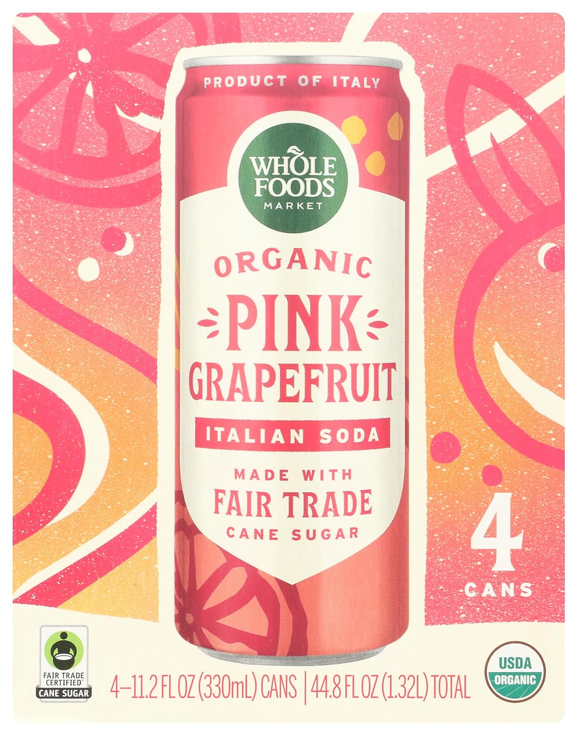 Whole Foods Market, Organic Pink Grapefruit Italian Soda, 11.2 Fl Oz