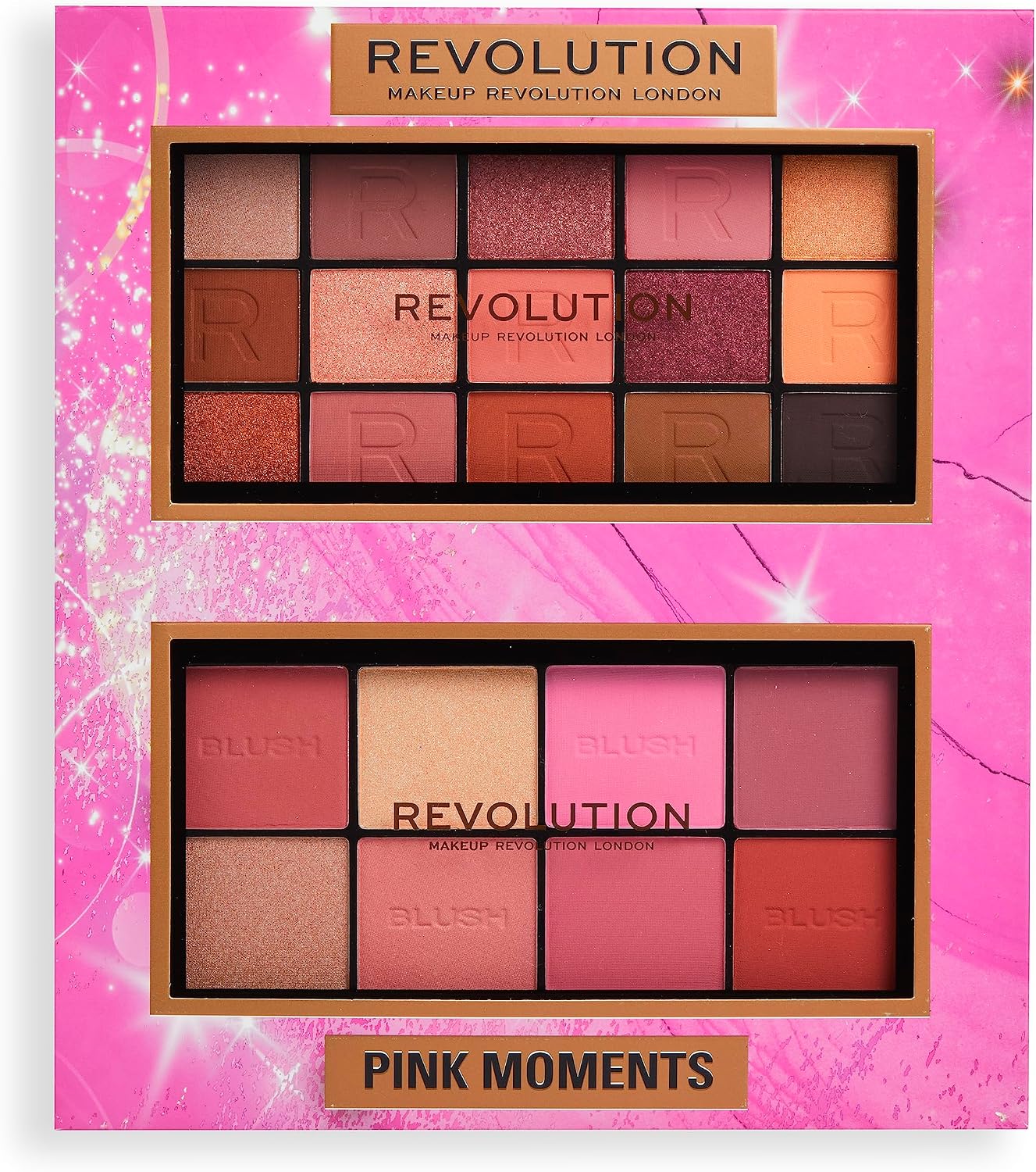 Makeup Revolution Pink Moments Face & Eye Gift Set, 2 Ultimate Eyeshadow & Blush Palettes For Eyes & Cheeks Included