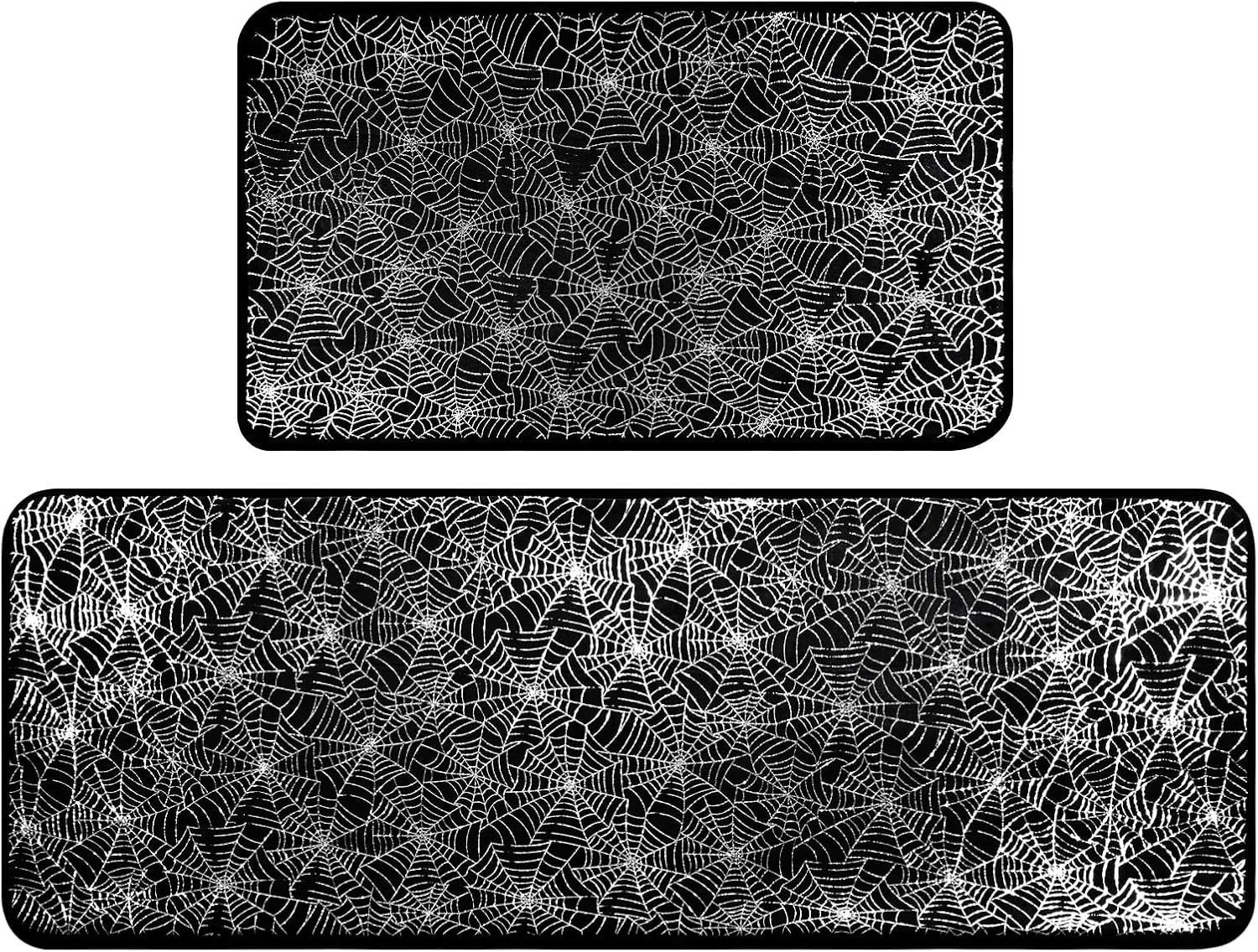 Alishomtll Halloween Kitchen Rugs Set of 2, Cushioned Anti-Fatigue Kitchen Mats for Floor, Spider Web Kitchen Mats, Non-Slip Waterproof Kitchen Floor Mat Washable for Kitchen, Home, Office, Laundry