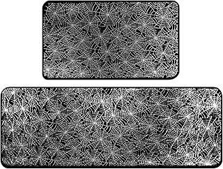 Alishomtll Halloween Kitchen Rugs Set of 2, Cushioned Anti-Fatigue Kitchen Mats for Floor, Spider Web Kitchen Mats, Non-Slip Waterproof Kitchen Floor Mat Washable for Kitchen, Home, Office, Laundry
