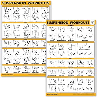 Palace Learning 2 Pack Suspension Workout Posters - Volume 1 & 2 - LAMINATED Exercise Charts - 18" x 24" Vol. 1 & 2