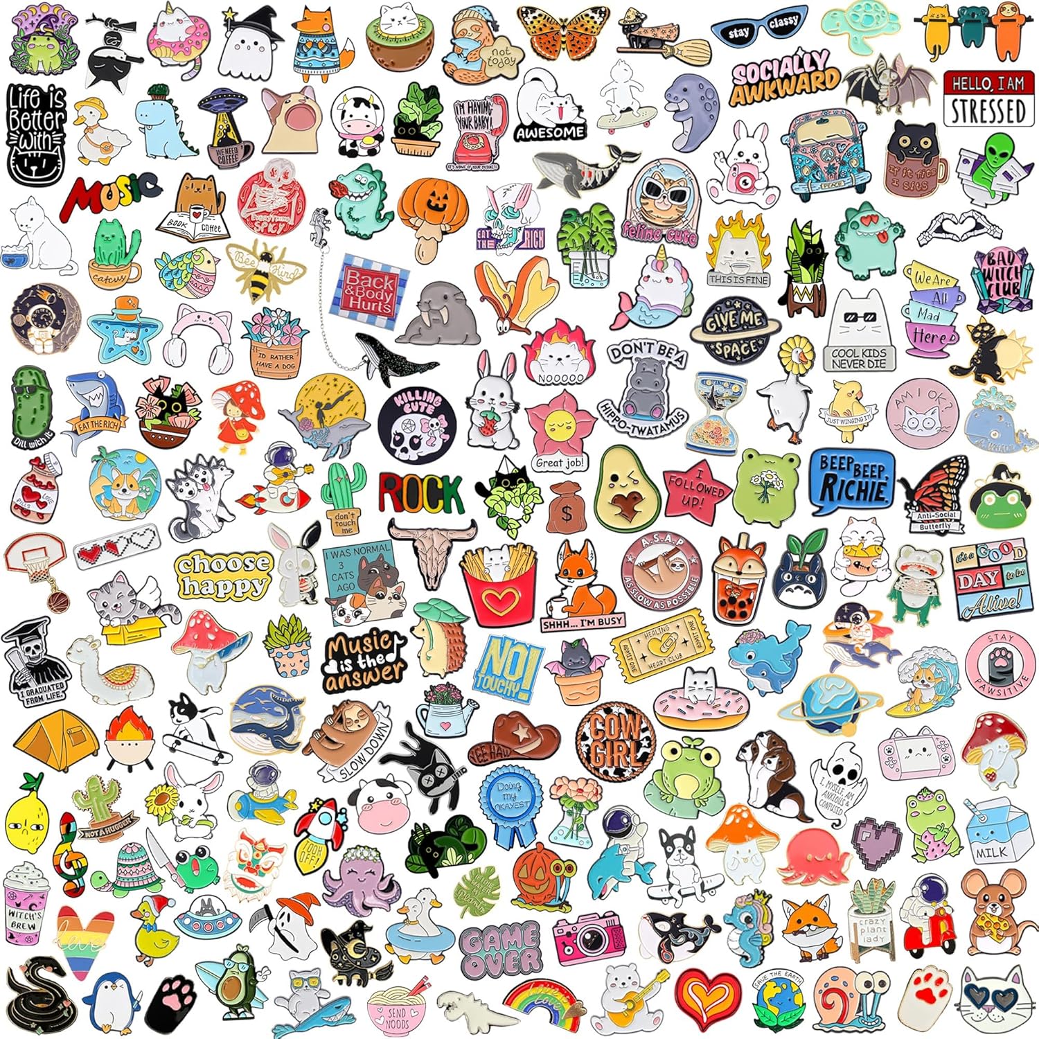 20/40/50 Pcs Cute Enamel Backpack Pins, Funny Anime Enamel Lapel Pins Bulk Set Cool Brooch Button Pins Badge Aesthetic for Backpacks, Bag, Jacket, Kids, Girls, Festival Present (Random Style)