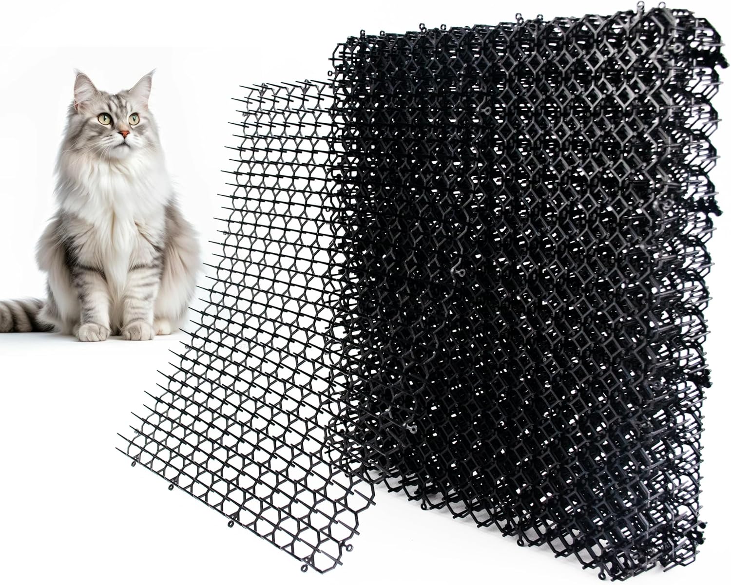 16 x 13 Inch Cat Scat Mat with Spikes, Scat Mat for Cats Cat Deterrent Mat Digging Stopper Repellent Spike Mat(10 Pack)