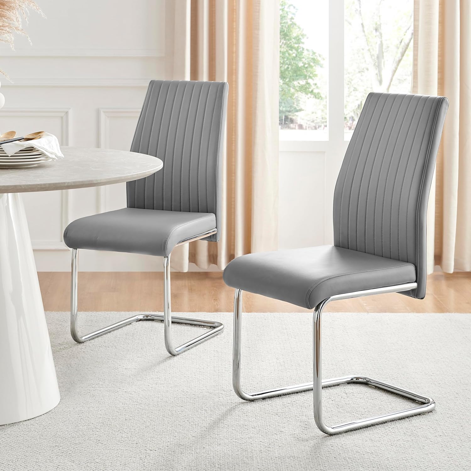 Furniturebox UK Grey Dining Chairs Set of 2 Lorenzo Chairs for Dining Room Set of 2 Premium Dining Room Seats Modern & Stylish Seats (2x Grey)