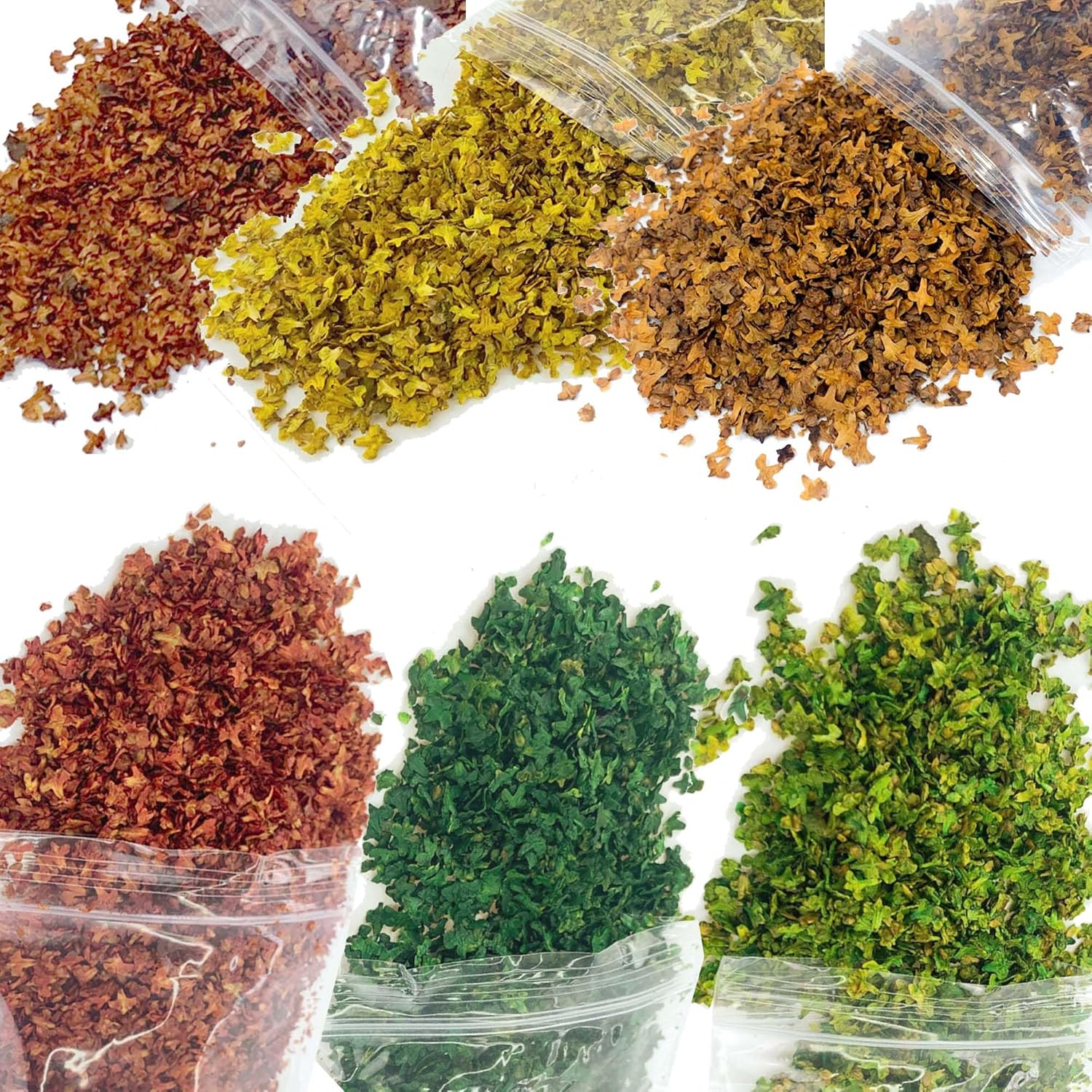 Attuslla 6 Pack Realistic Miniature Leaves, Model Scenery Leaf, 6 Color Simulation Leaves for DIY Railway Fairy Garden Simulation Vine for Fairy Garden Diorama Scenery Landscape Layout