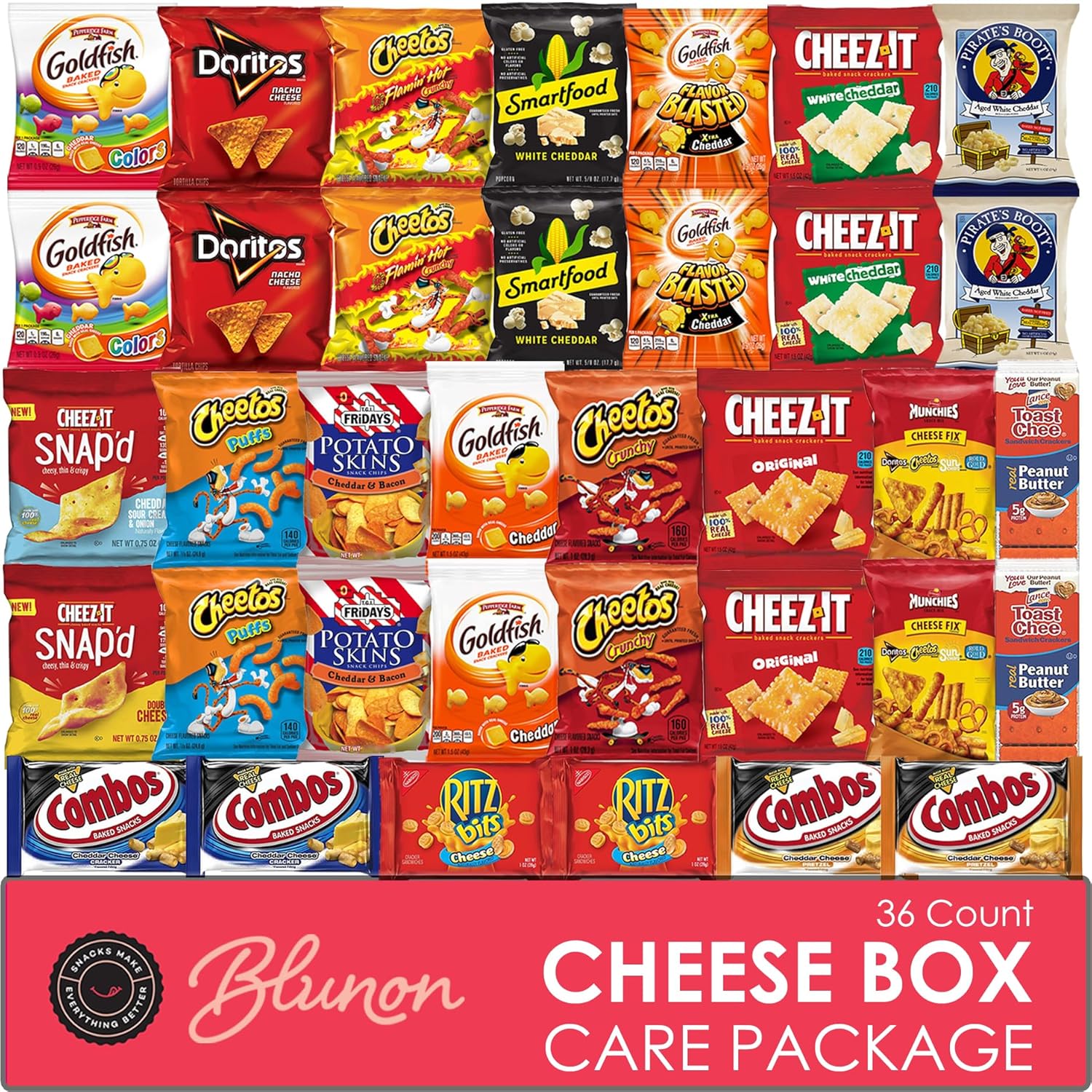 Cheese Crackers and Cheese Snacks - Variety Pack Assortment - Sampler Bulk Care Package Gift Box (36 Count)