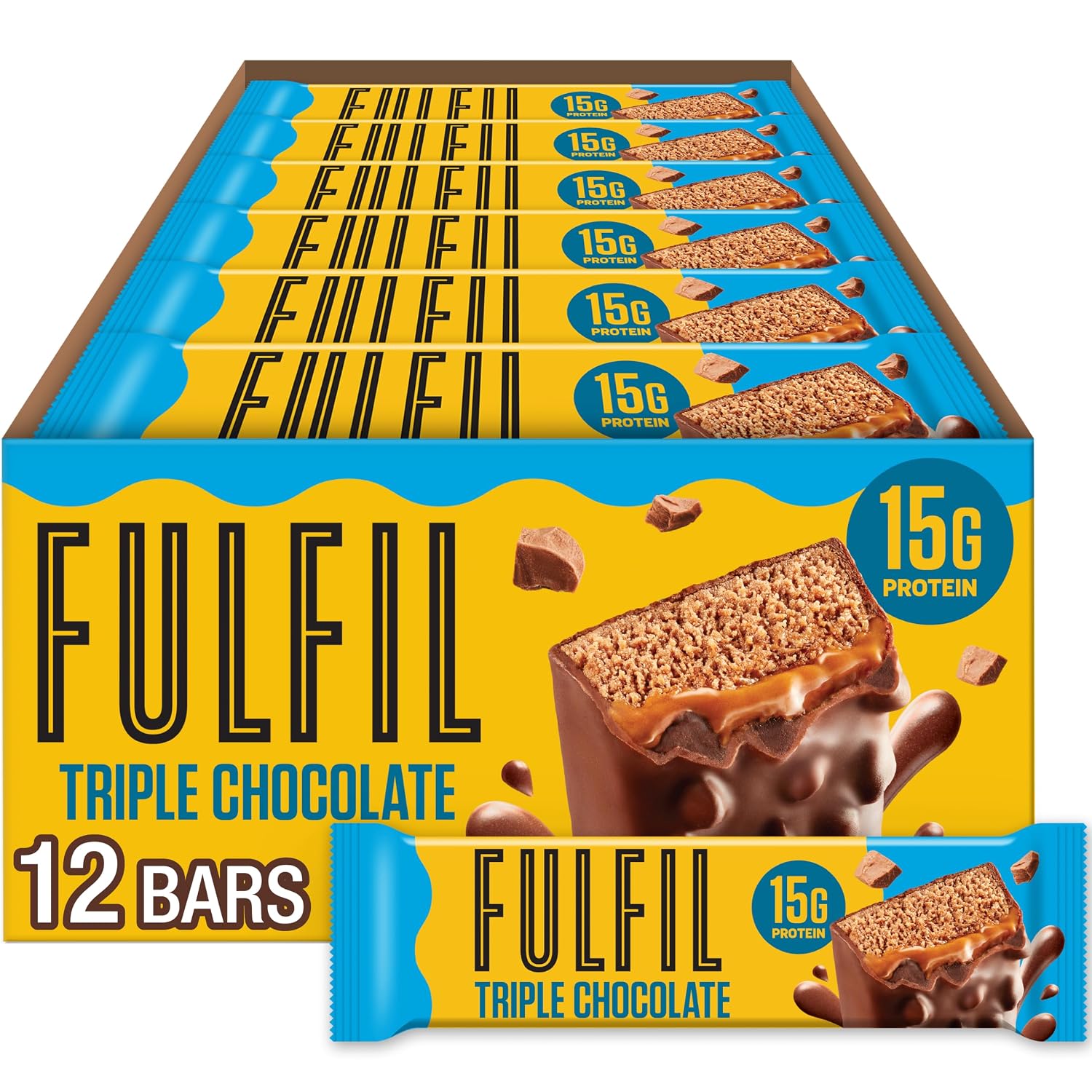 FULFIL Triple Chocolate Protein Bars, 15g Protein, Gluten Free, 12 ct