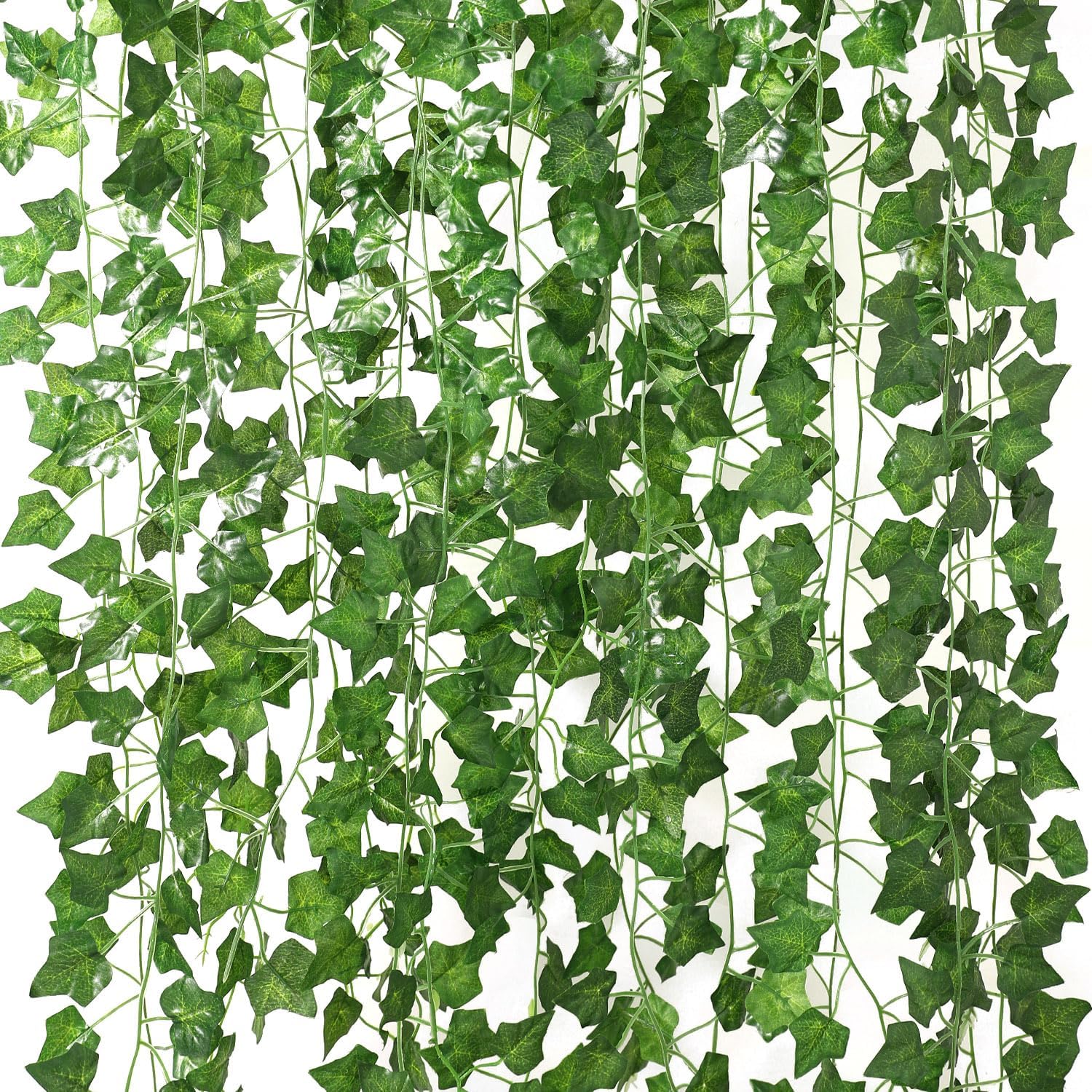 12 Pack Fake Vines for Room Decoration Artificial Ivy Garland with Clips Green Flower Hanging Plants Artificial Green Leaves for Bedroom Aesthetic Decoration Home Garden Wall Wedding
