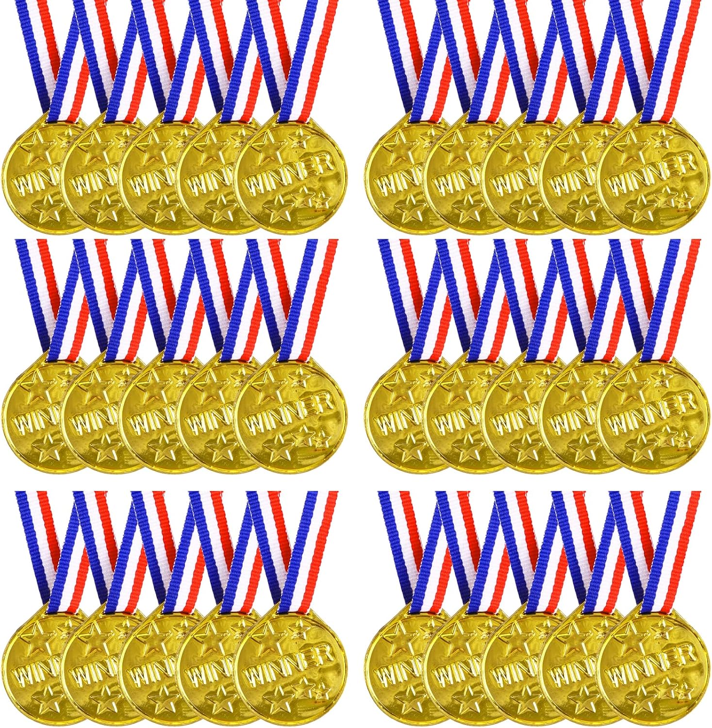 LOKIPA 30PCS Gold Medals, Plastic Medals Winner Award Medals for Sports, Games Competitions, Party Favors and Decorations