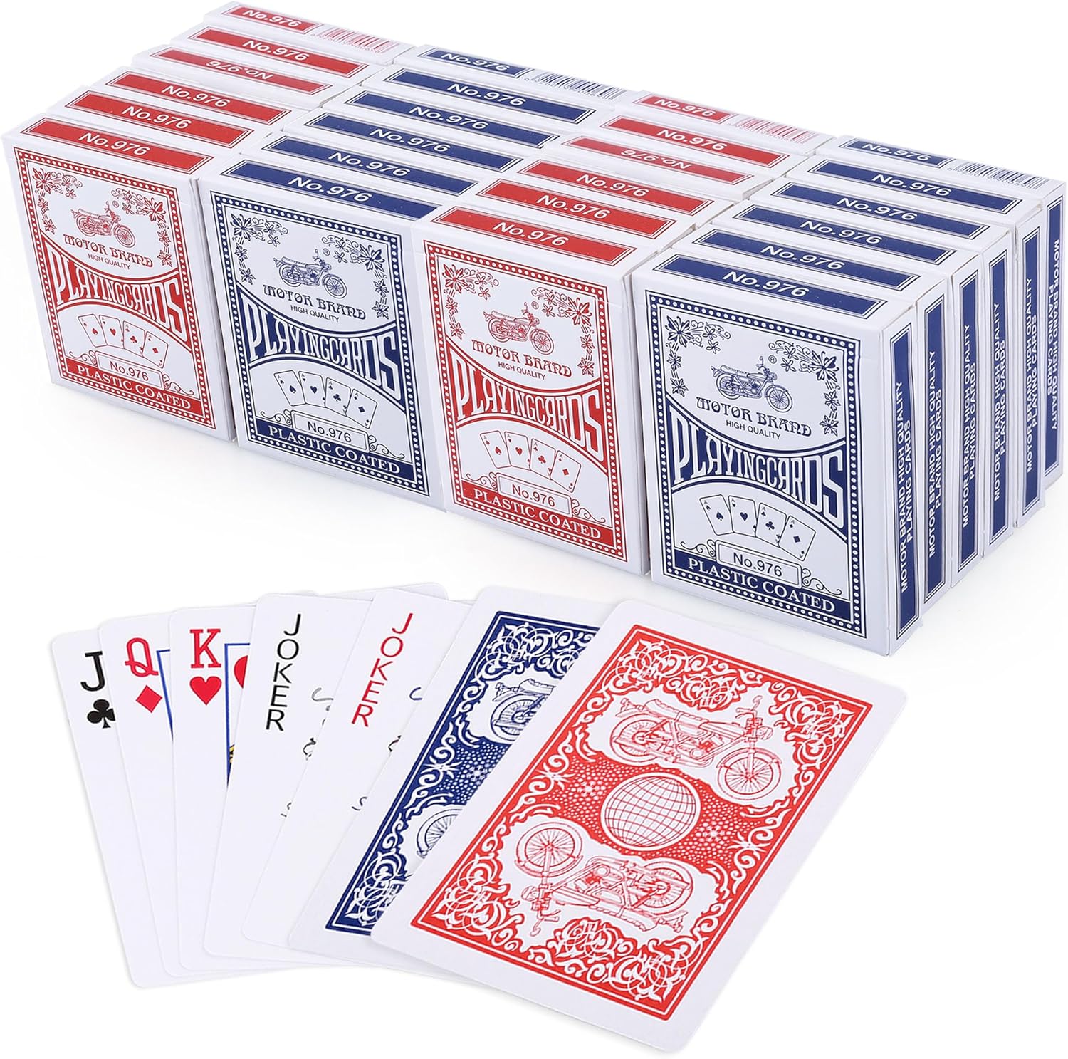 LotFancy Playing Cards, 24 Decks of Cards Bulk, Poker Size Standard Index, 12 Blue and 12 Red, for Blackjack, Euchre, Canasta Card Game, Casino Grade Poker Cards