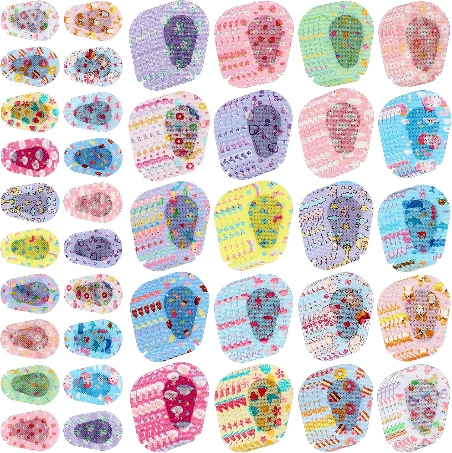 Copkim 100 Pcs Adhesive Eye Patches Bulk for Kids Girls Toddler,Patterned | 20 Cartoon Styles, Light Blocking Lazy Eye Care, 3x2 in Breathable, Amblyopia Treatment Supplies, Back to School