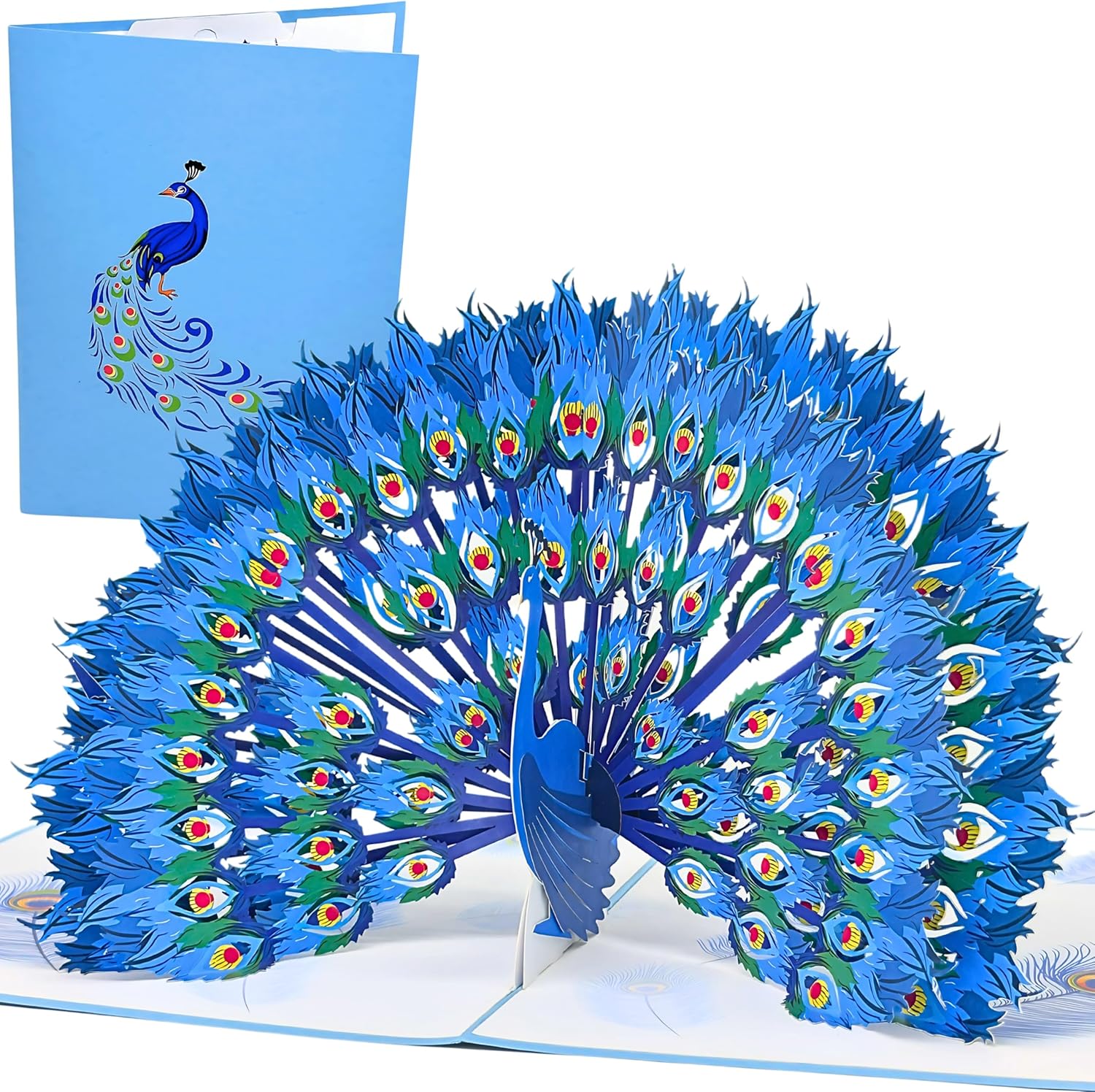 Magic Moments® Proud Peacock Pop Up Card – Majestic 3D Birthday Card for Women & Men – Original Congratulations, Get Well & Thank You 3D Cards – Peacock Pop-Up Birthday Cards with Magical Envelope