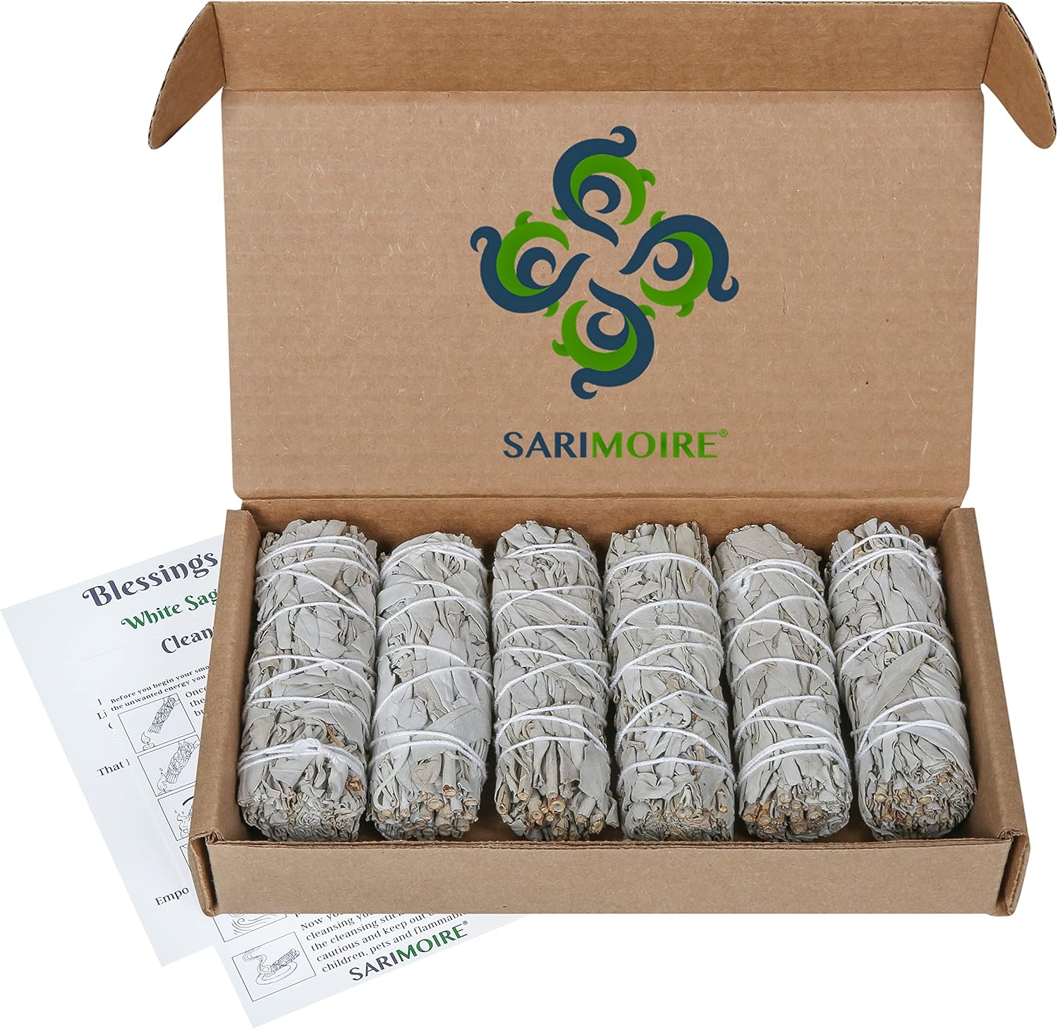 White Sage Smudge Sticks - 6 - 4" Sage Bundles - Perfect Sage Stick Smudge Sticks Smudging Kit Replenishment