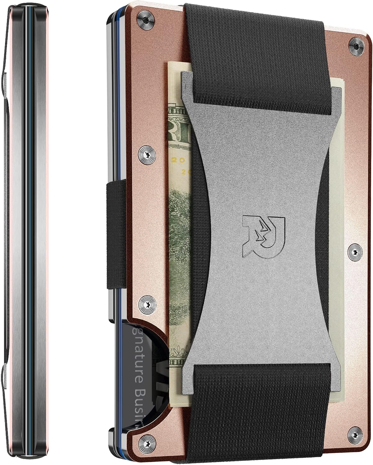 Ridge Wallet for Men - Slim Minimalist Compact Wallet and Card Holder, RFID Protected Front Pocket Wallets for Men with Integrated Cash Strap (Rose Quartz)