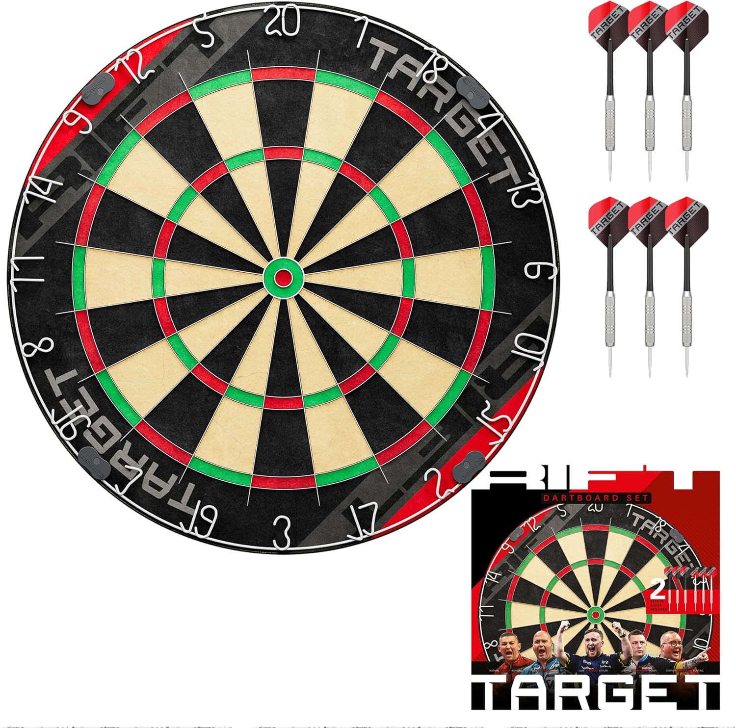 Target Darts Rift Dartboard with Optional LED Light | Steel Tip Dart Board with Optional Bright Dartboard Lighting | Staple-free Wire | Includes Two Sets of 17G Darts | Easy Assembly Complete Starter