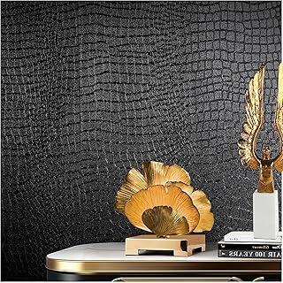 Black Peel and Stick Wallpaper, 15.7" X 118" Crocodile Wallpaper Embossed Easy Peel Off Wallpaper Self Adhesive Removable Contact Paper Textured Wallpaper for Cabinet Bedroom