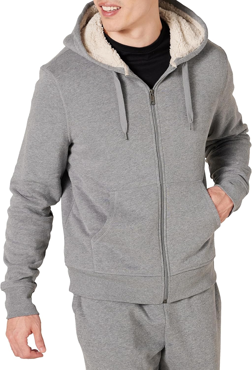 Amazon Essentials Men's Sherpa-Lined Full-Zip Fleece Hoodie