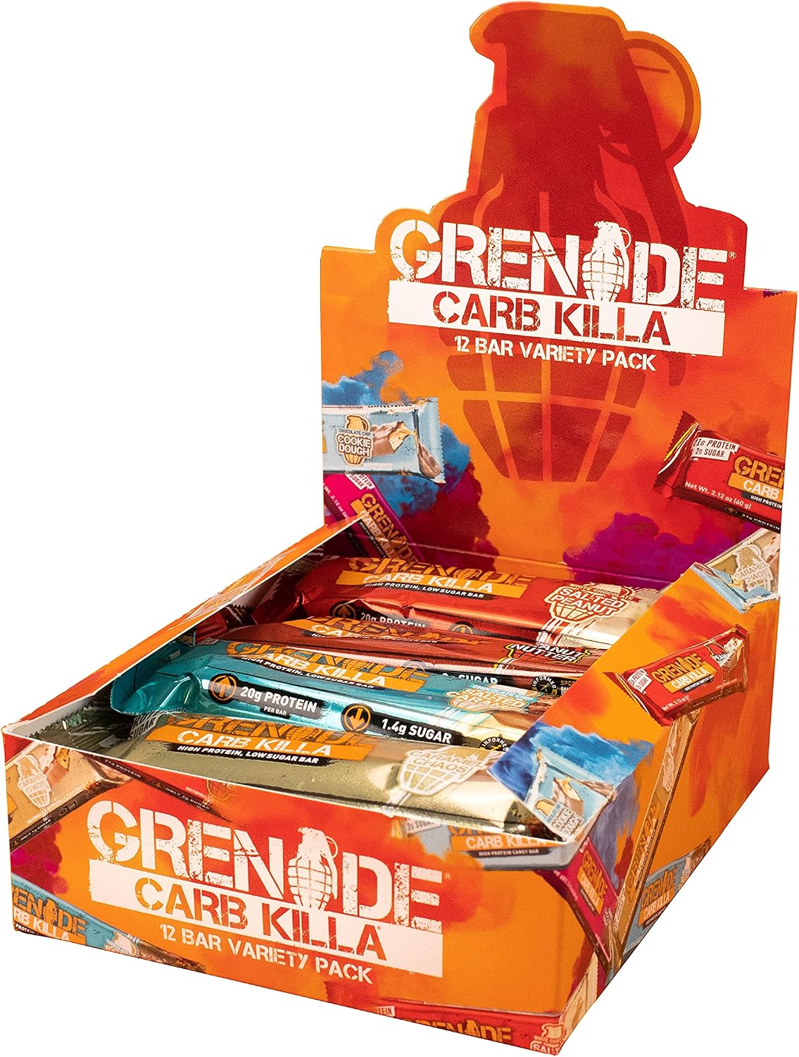 Grenade Carb Killa Protein Bar | 20g-23g High Protein Snack | Low Net Carb Low Sugar | Energy Bars | Variety Pack, 12 Pack