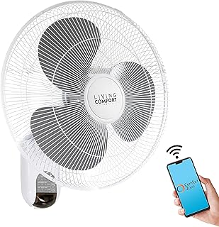 Comfort Zone Living Comfort Smart WiFi Wall Mount Fan with Timer and Adjustable Tilt, 16 inch, 3 Speed, Sleep Mode, All-Metal Grille, Full App Control, Ideal for Home, Bedroom & Office, LC16WS