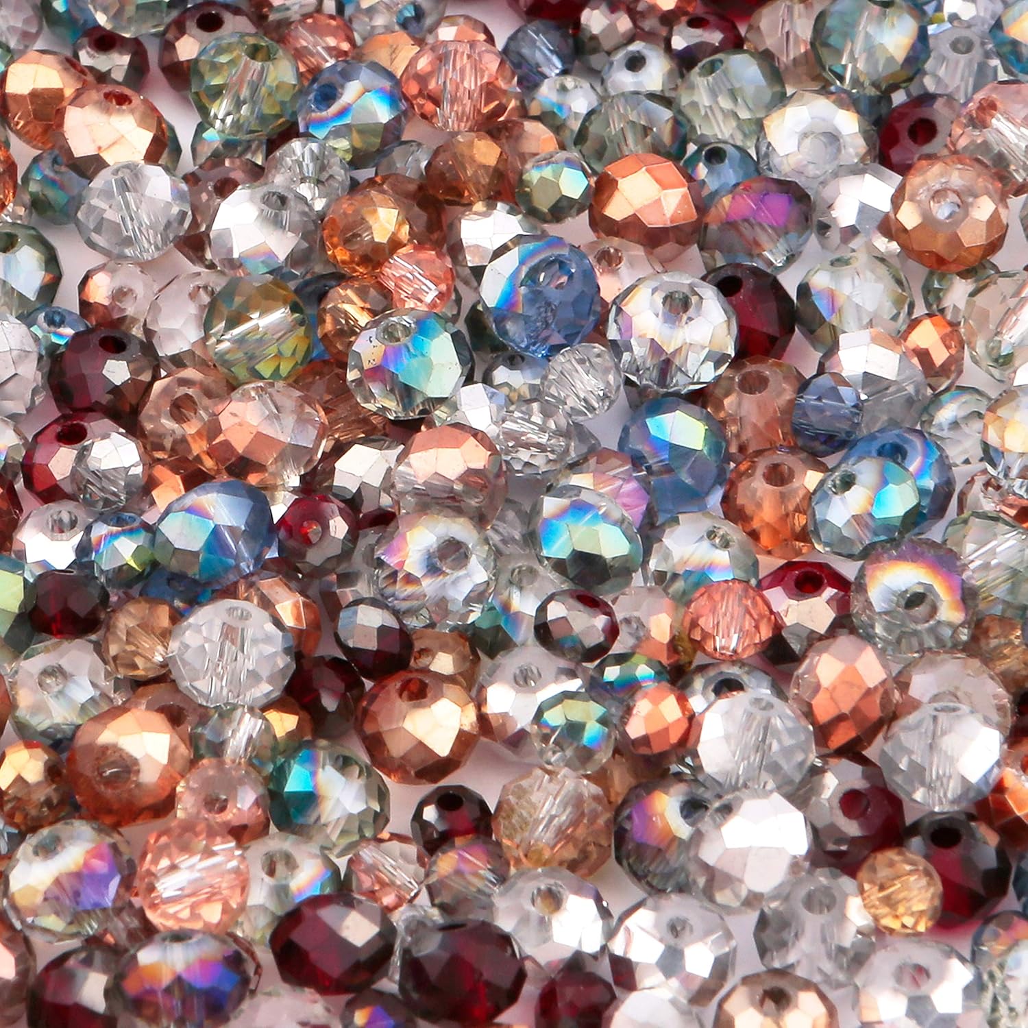 400 Pieces Enchanted Forest Rondelle Glass Crystal Bead Mix Silver Rose Gold Deep Red for Jewellery Making and Arts and Crafts