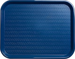 Carlisle FoodService Products Cafe Fast Food Cafeteria Tray with Patterned Surface for Cafeterias, Fast Food, And Dining Room, Plastic, 17.87 X 14 X 0.98 Inches, Blue