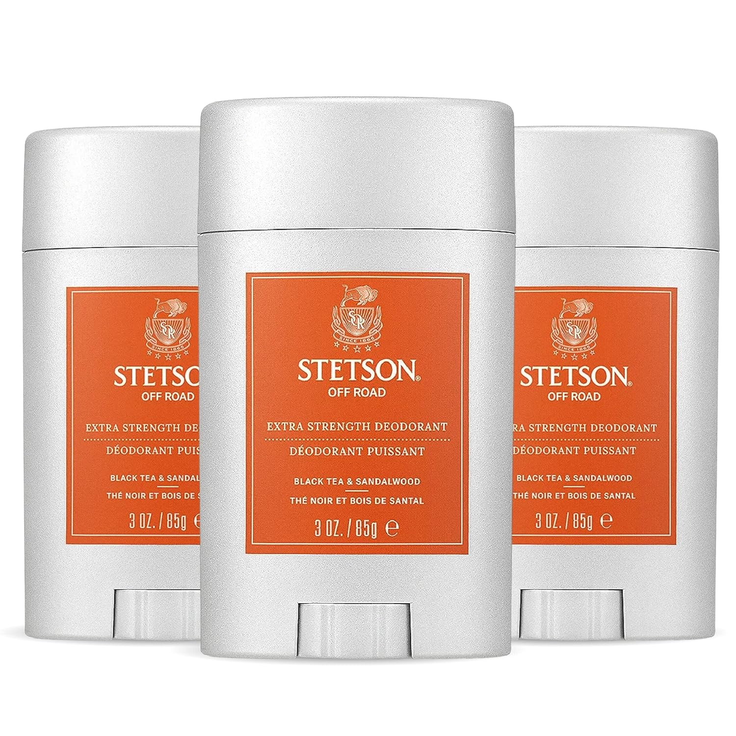 STETSON Personal Care Extra Strength Deodorant by Scent Beauty - Gel Men's Deodorant Stick for Grooming Kit - 3 oz - 3 Pack - Off-Road