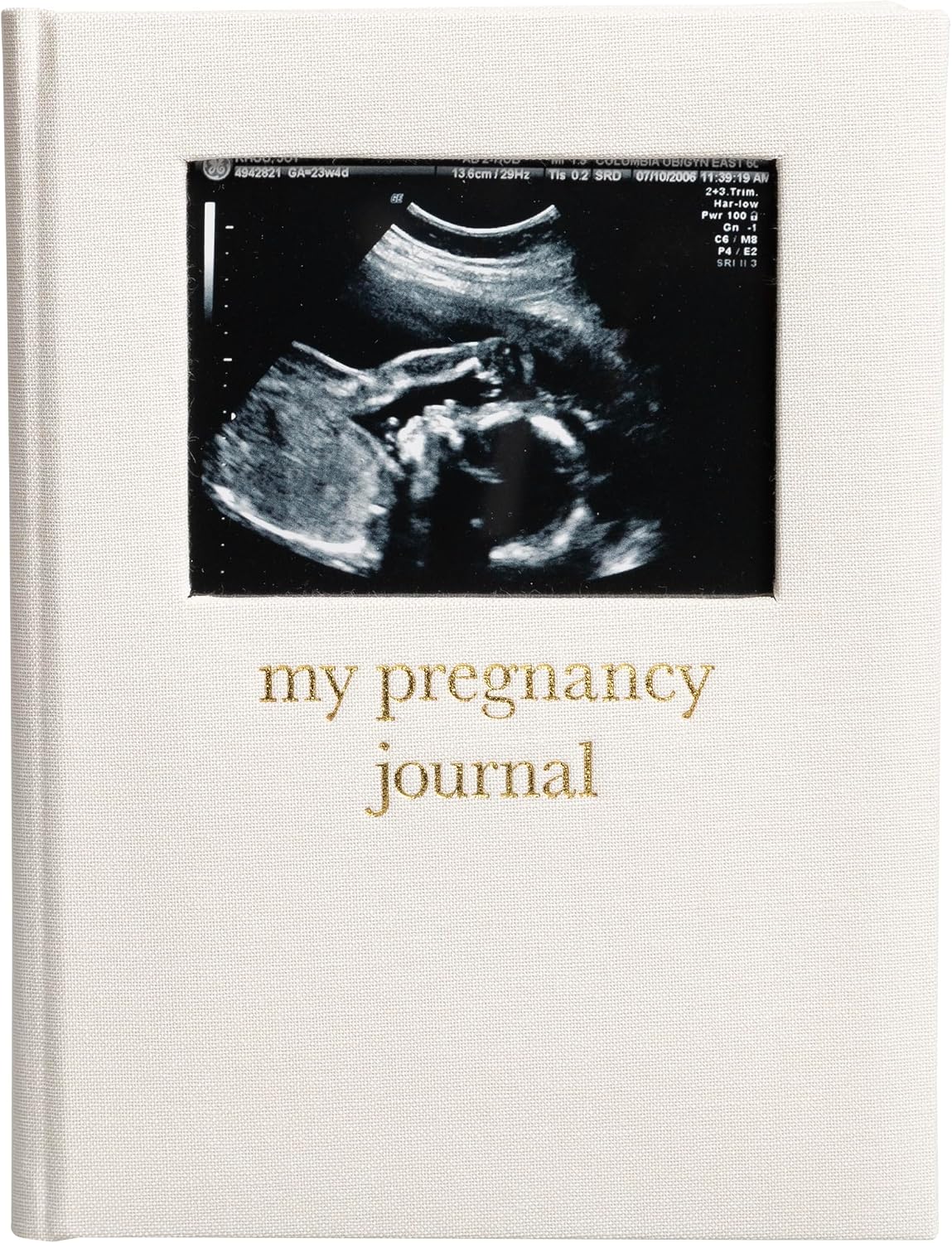 Pearhead Linen Pregnancy Journal, 4x6 Photo Insert, Guided Pages