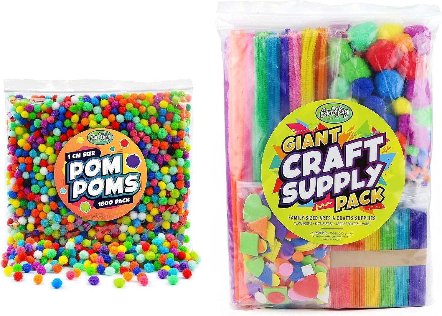 Carl & Kay 1800 1 cm Pom Poms & Giant Craft Supply Pack