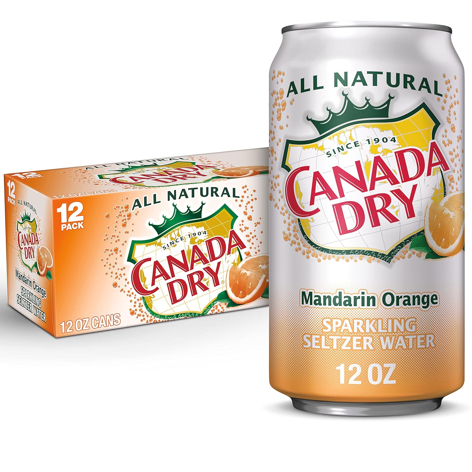 Canada Dry Mandarin Orange Sparkling Seltzer Water, 12 fl oz cans, 12 count